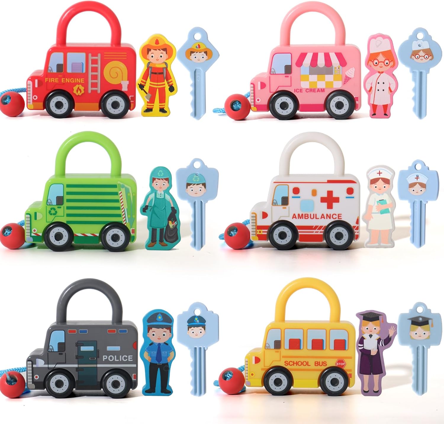 Fidtoy Juego de Juguetes de Bloqueo y Llave a Juego, Cerraduras de Aprendizaje Montessori para Niños Pequeños, Reconocimiento de Colores, Habilidades Motrices Finas, Juguete Educativo de Rompecabezas, Juguete Silencioso de Viaje, Regalo