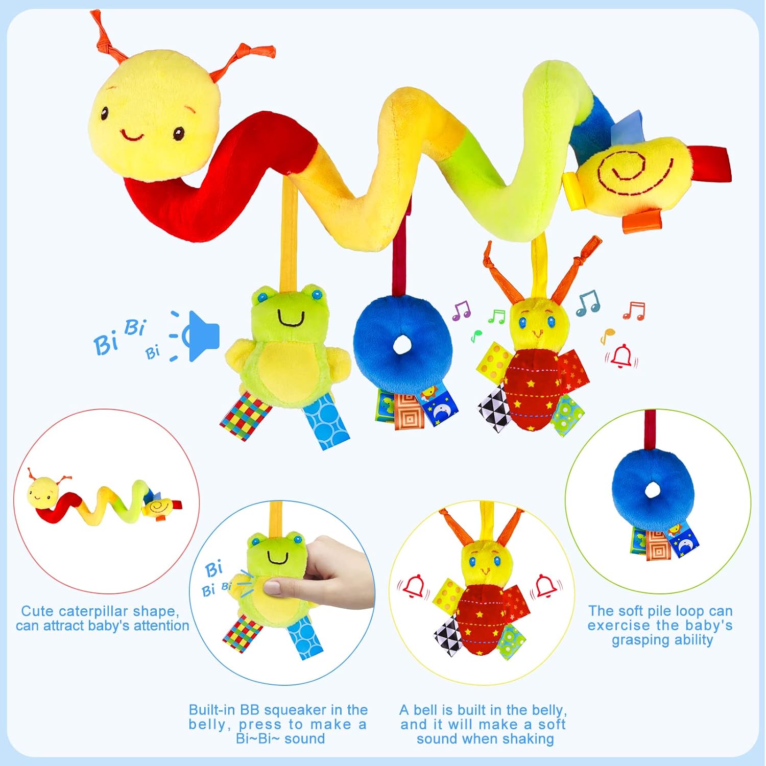 Juguete sensorial Fidtoy BusyBugg para cochecito y cuna para bebés de 0 a 6 meses