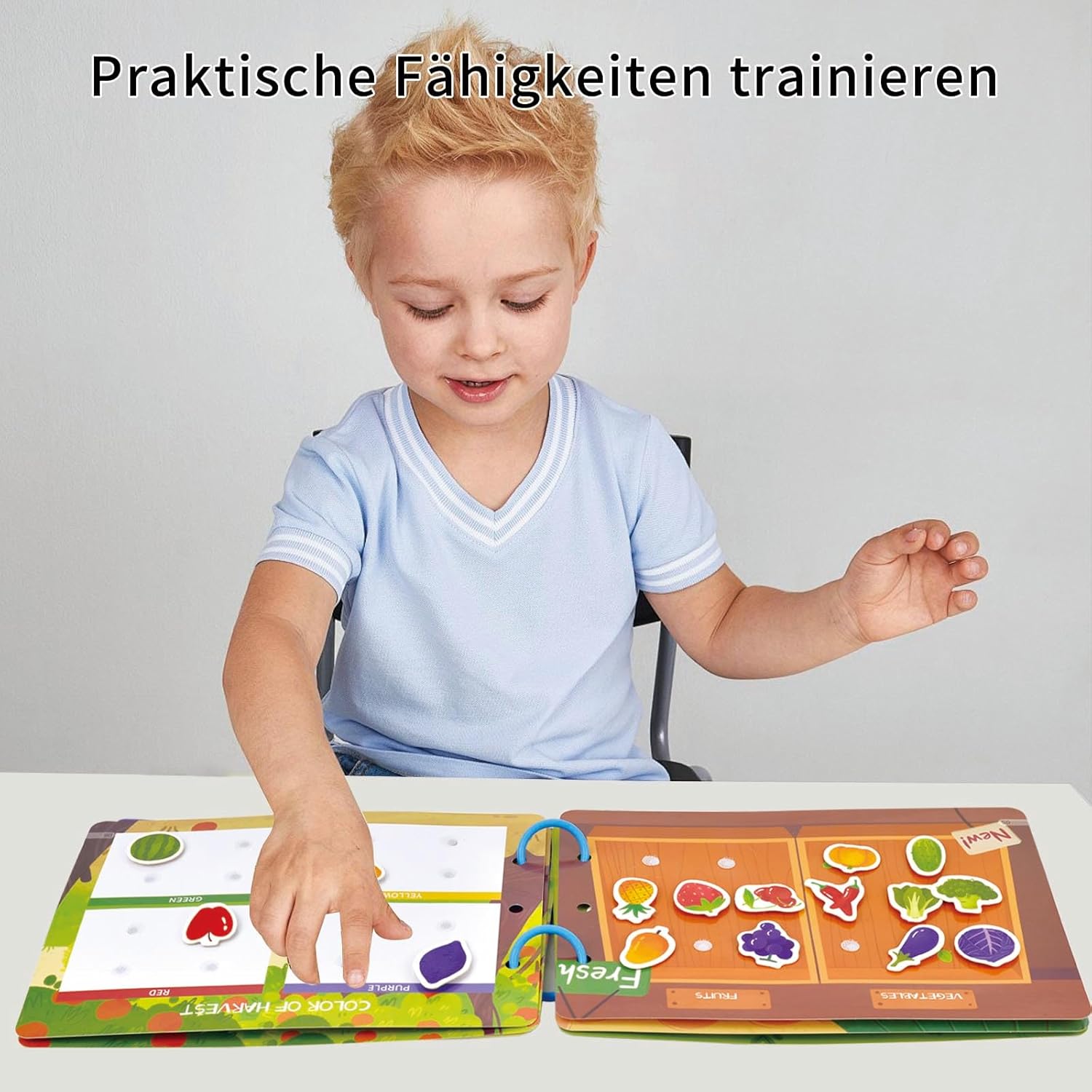 Fidtoy Montessori Quiet Book para niños pequeños, libro de actividades con pegatinas reutilizables, juguete de aprendizaje temprano, juguete de viaje silencioso, juguete para habilidades motoras finas, juguete para contar cuentos