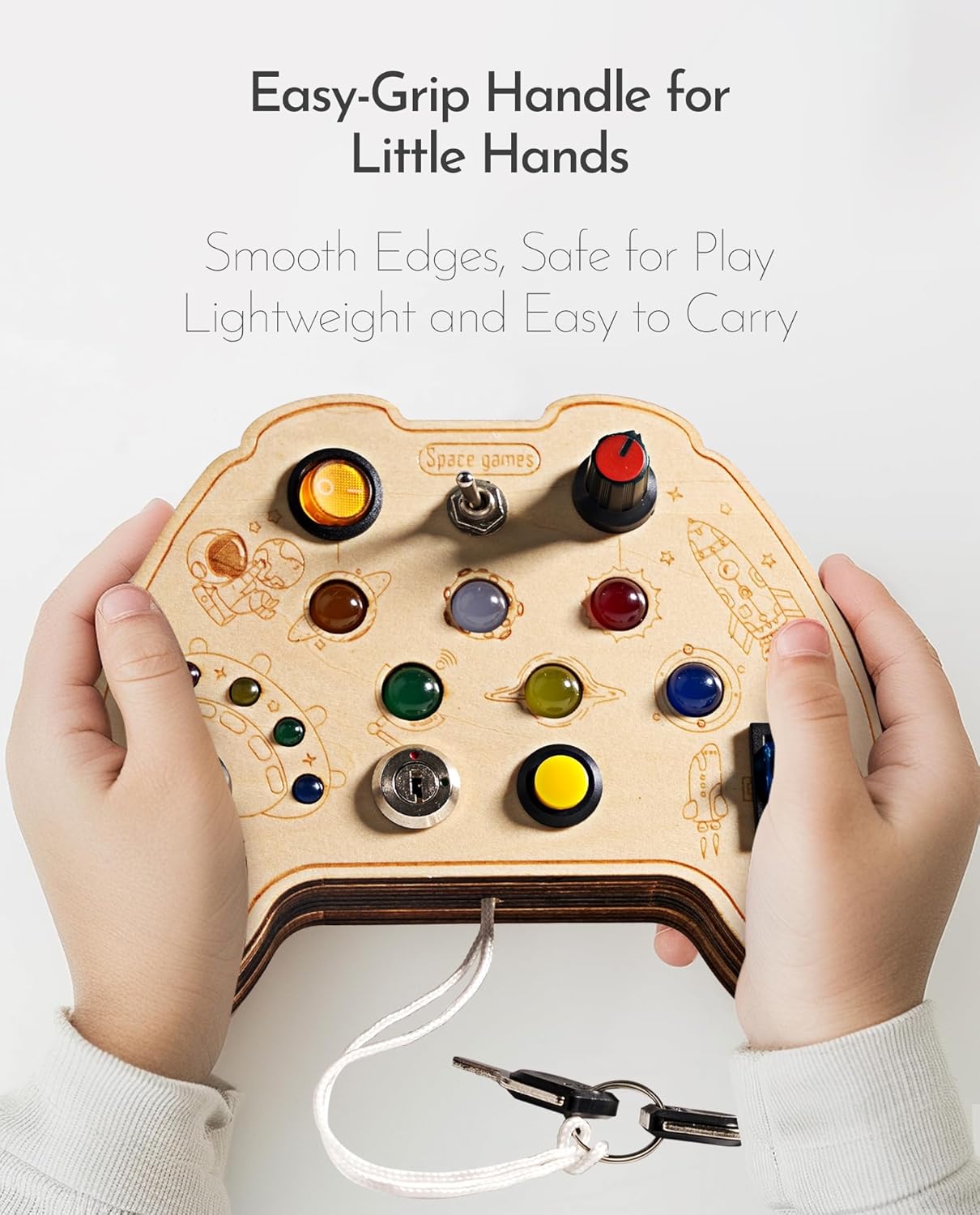 KidMigo Montessori Tablero Sensorial de Madera con Interruptor de Luz LED, Interruptores de Llave para Habilidades Motoras, Juguetes Sensoriales para Niños de 2 a 5 Años en Adelante