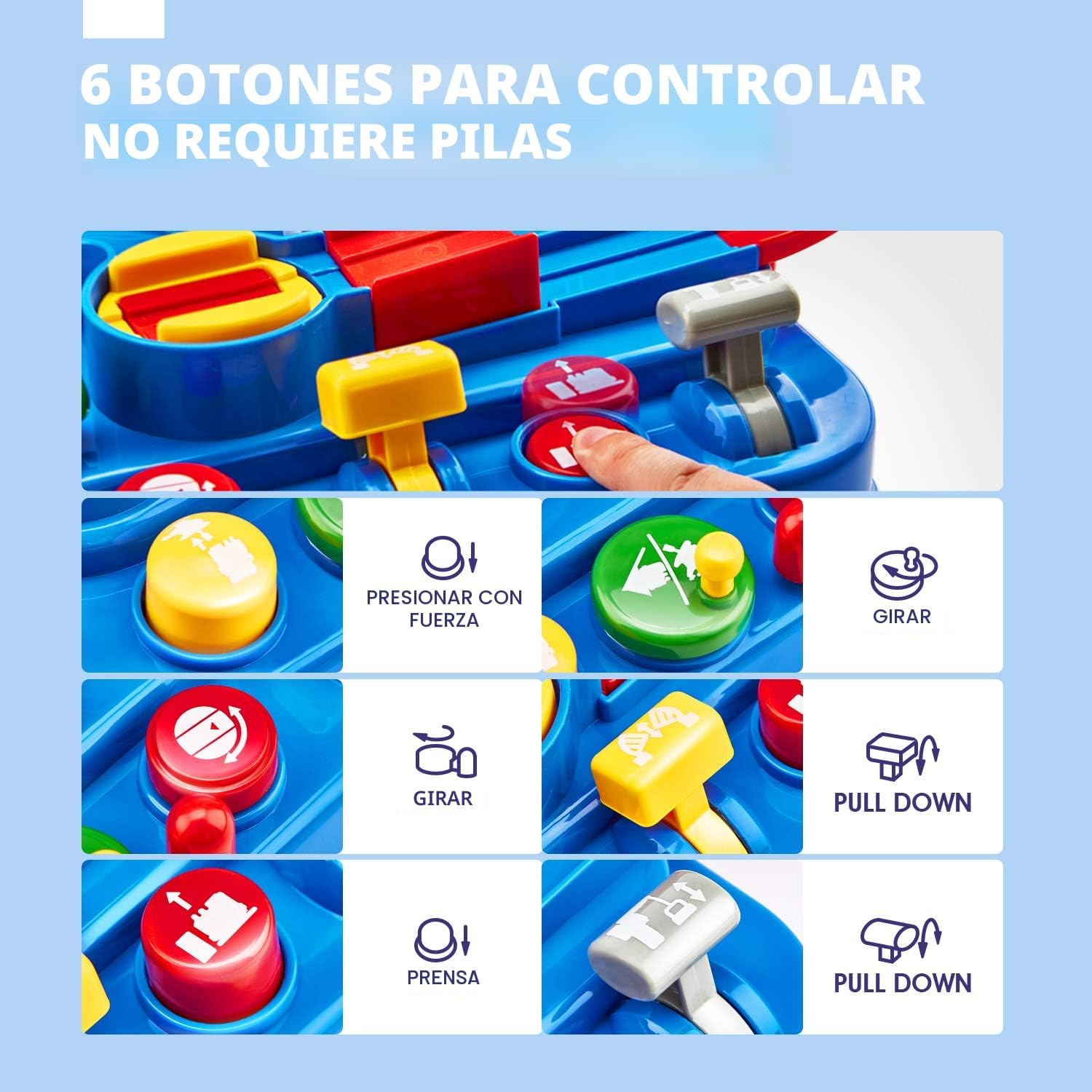 Fidtoy Circuit de Voiture d'Aventure 2-en-1 pour Enfants – Circuit de Secours Urbain Multi-Niveaux avec 3 Mini-Voitures, 6 Boutons de Contrôle, 8 Défis et Jeu de Course Manuel