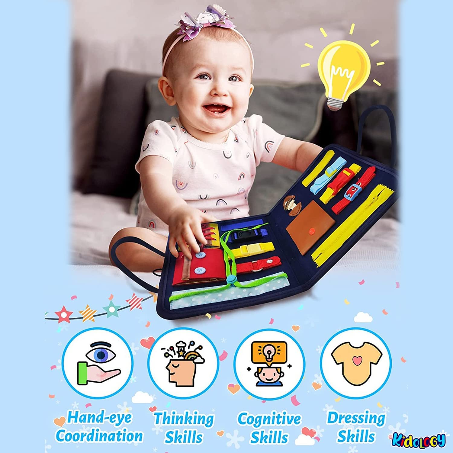 Fidtoy Portable Felt Busy Board for Toddlers Fine Motor Skills Travel Toy
