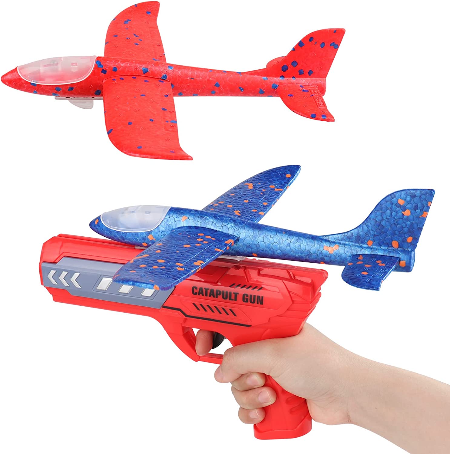 Fidtoy Foam Airplane Launcher Toy Set for Kids Outdoor Glider Play