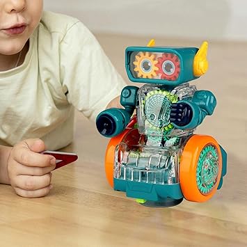 Fidtoy Dancing Robot Toy – Electric Walking Light Up Music Robot for Kids 3+