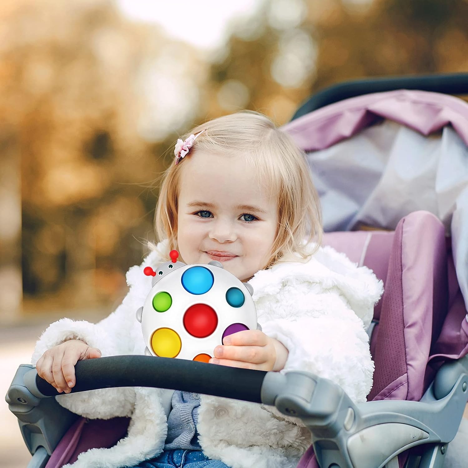 Fidtoy Baby Sensory Pop Toy Juguete sensorial de silicona para bebés con hoyuelos para niños pequeños de 6 meses o más, tabla de burbujas táctil, juguete de baño de viaje tranquilo, juguete de habilidades motoras finas