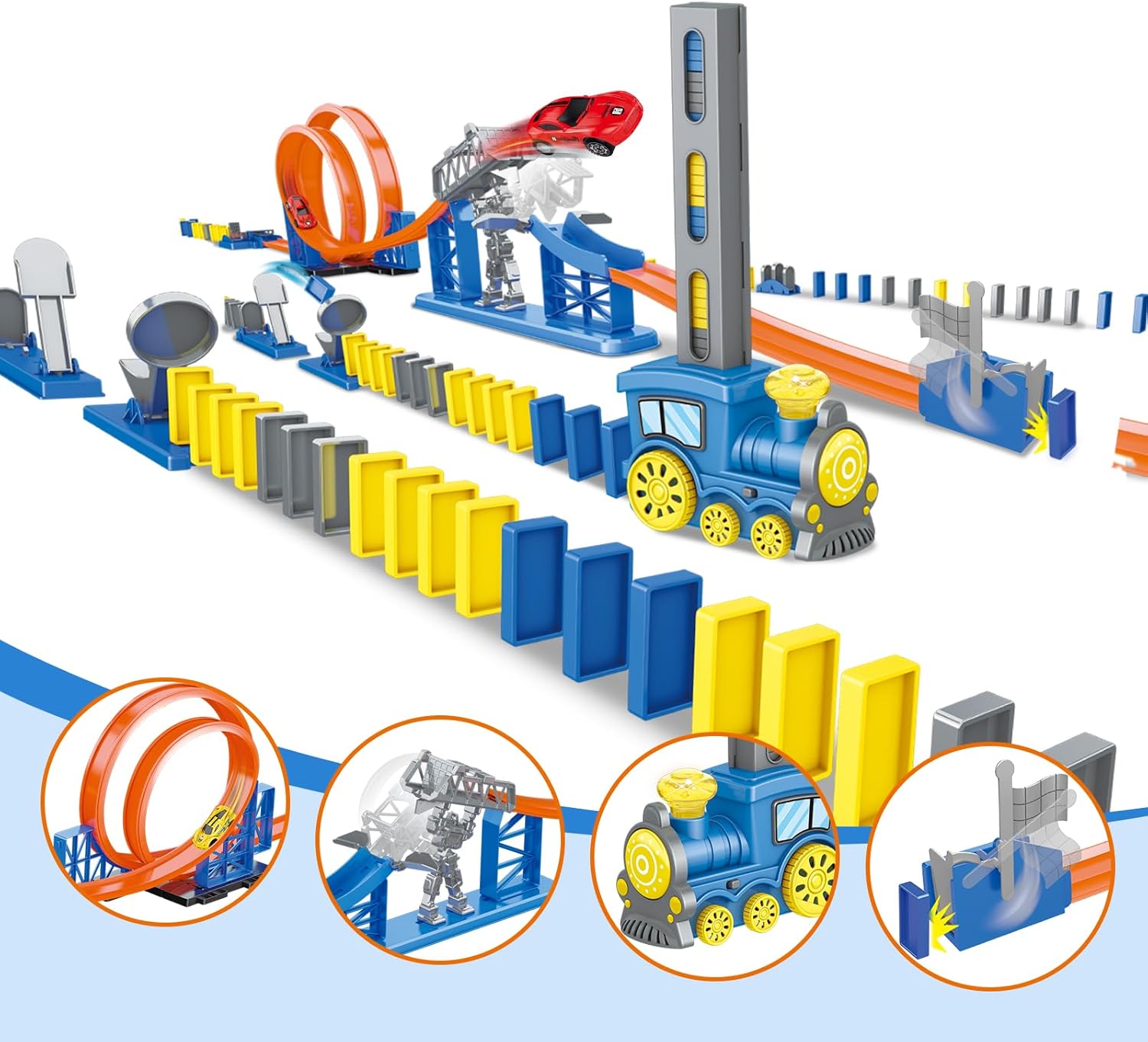 Juego de aventura Domino Track y reacción en cadena