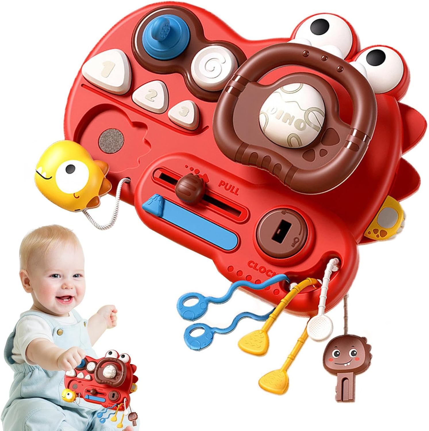 Tabla sensorial para niños, tabla Fidget de dinosaurios para niños, herramientas educativas de aprendizaje temprano, juegos de desarrollo de habilidades motoras finas para el hogar, viajes, jardín de infancia y guardería
