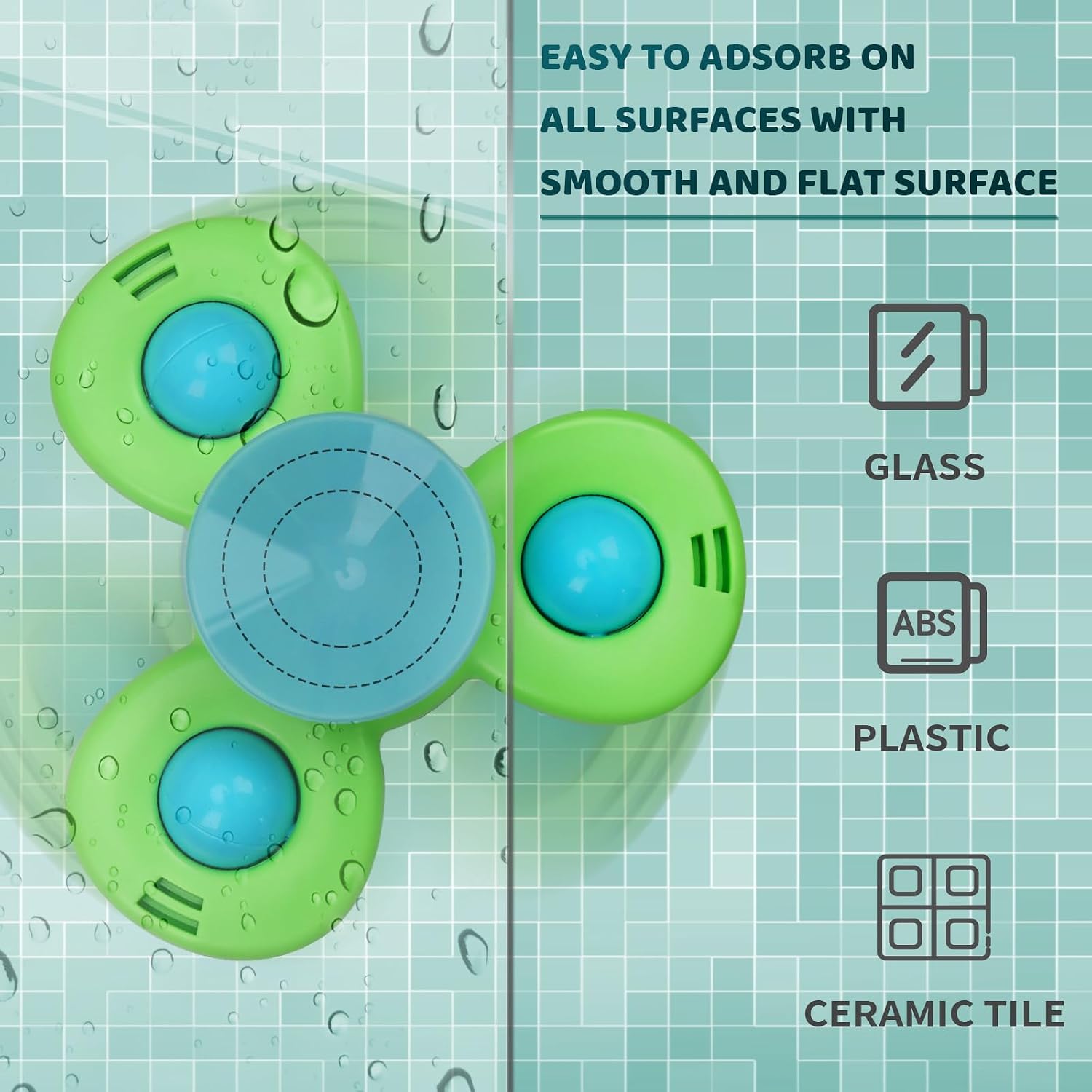 Fidtoy Suction Cup Activity Spinner Toy 3 Pieces for Babies 0-2, Colorful Insect Sensory Spinner Toys with Suction Cup Base, Plastic Round Tabletop Bath Travel Toy