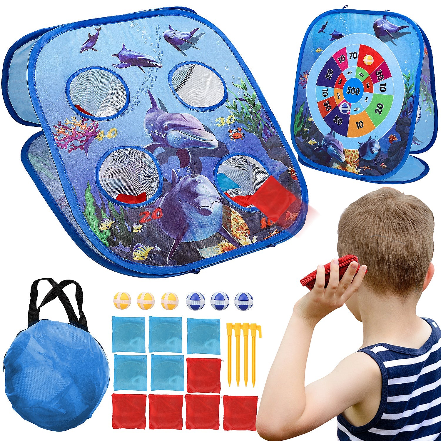 Fidtoy Ocean Bean Bag Toss Game 2 in 1 Outdoor Kids Game