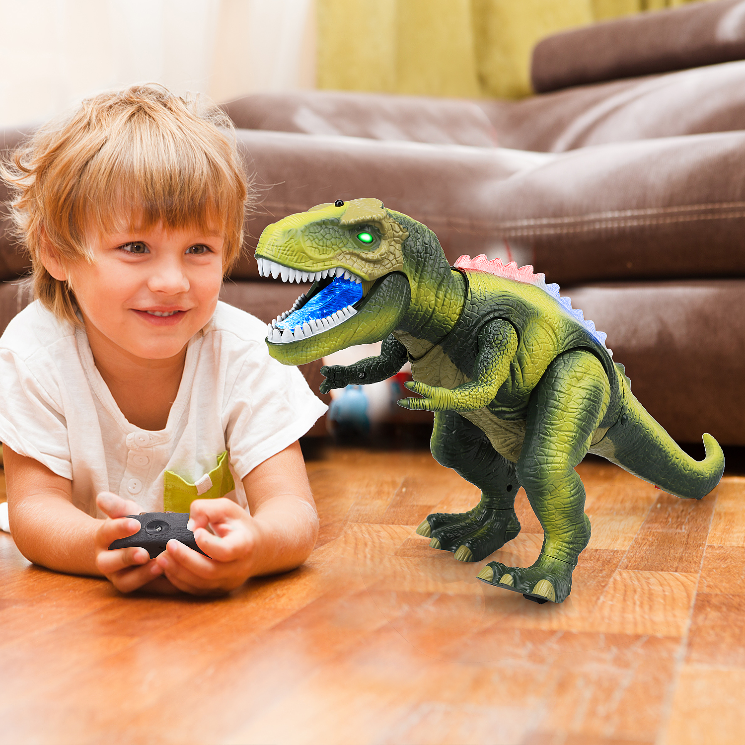 Fidtoy Remote Control LED Dinosaur Toy for Kids with Roar