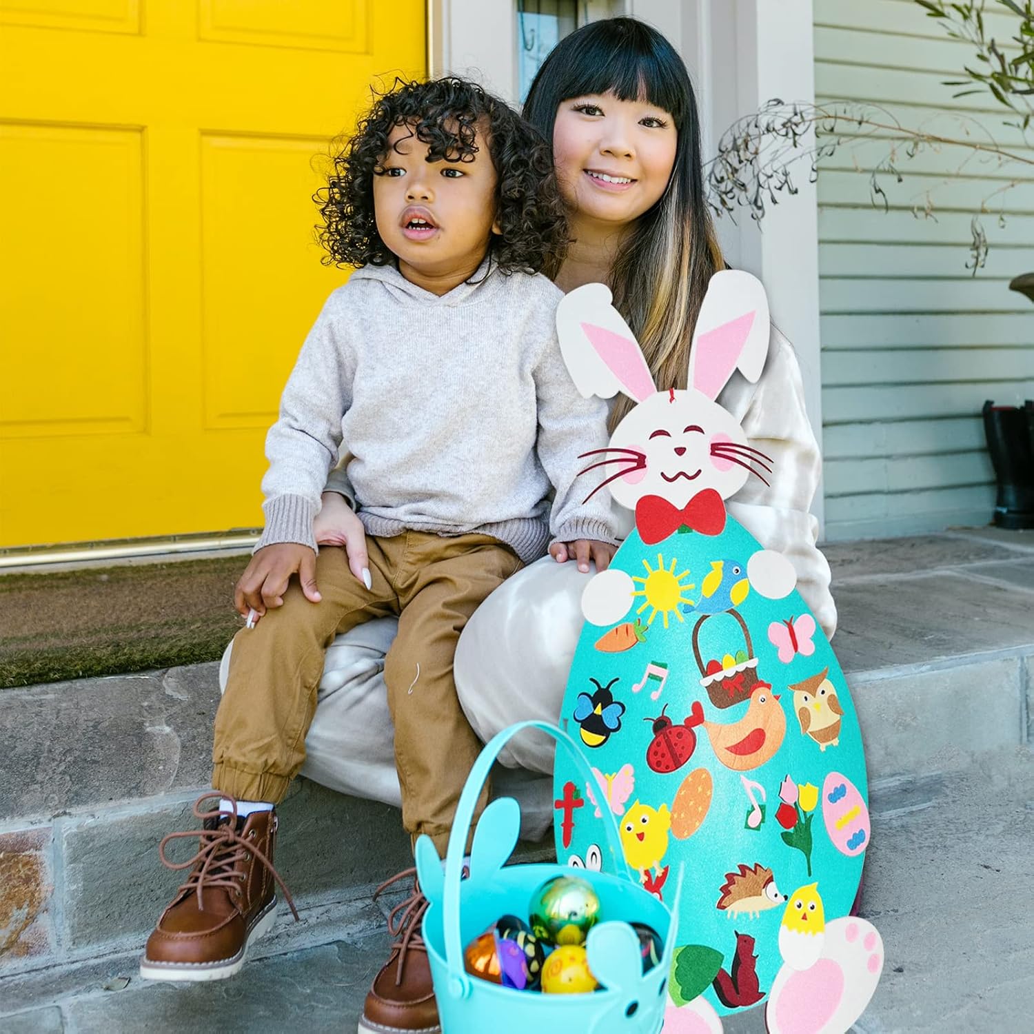 Fidtoy Felt Bunny Wall Activity Toy for Kids 1+ Easter Decor