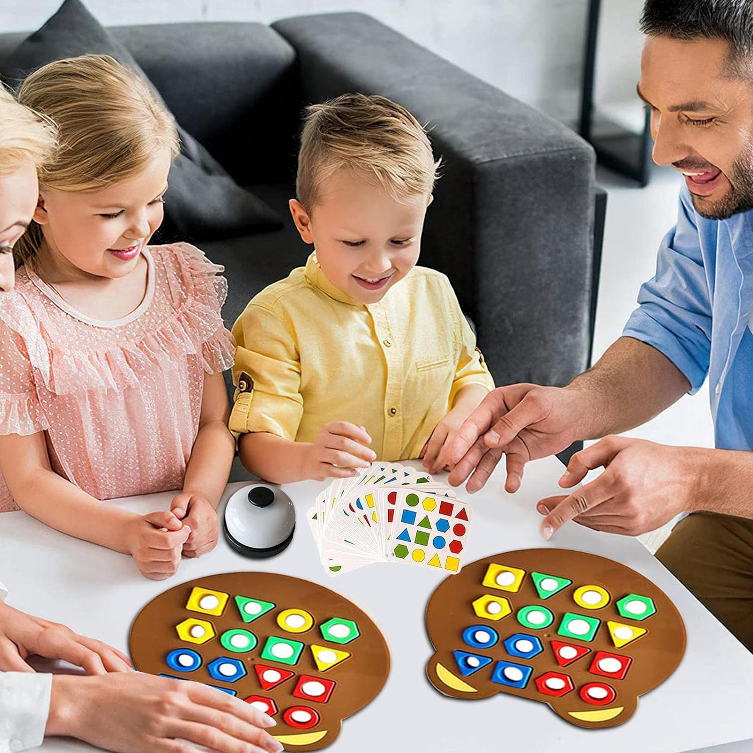 Fidtoy Jeu de société en bois pour enfants avec reconnaissance des couleurs et des formes