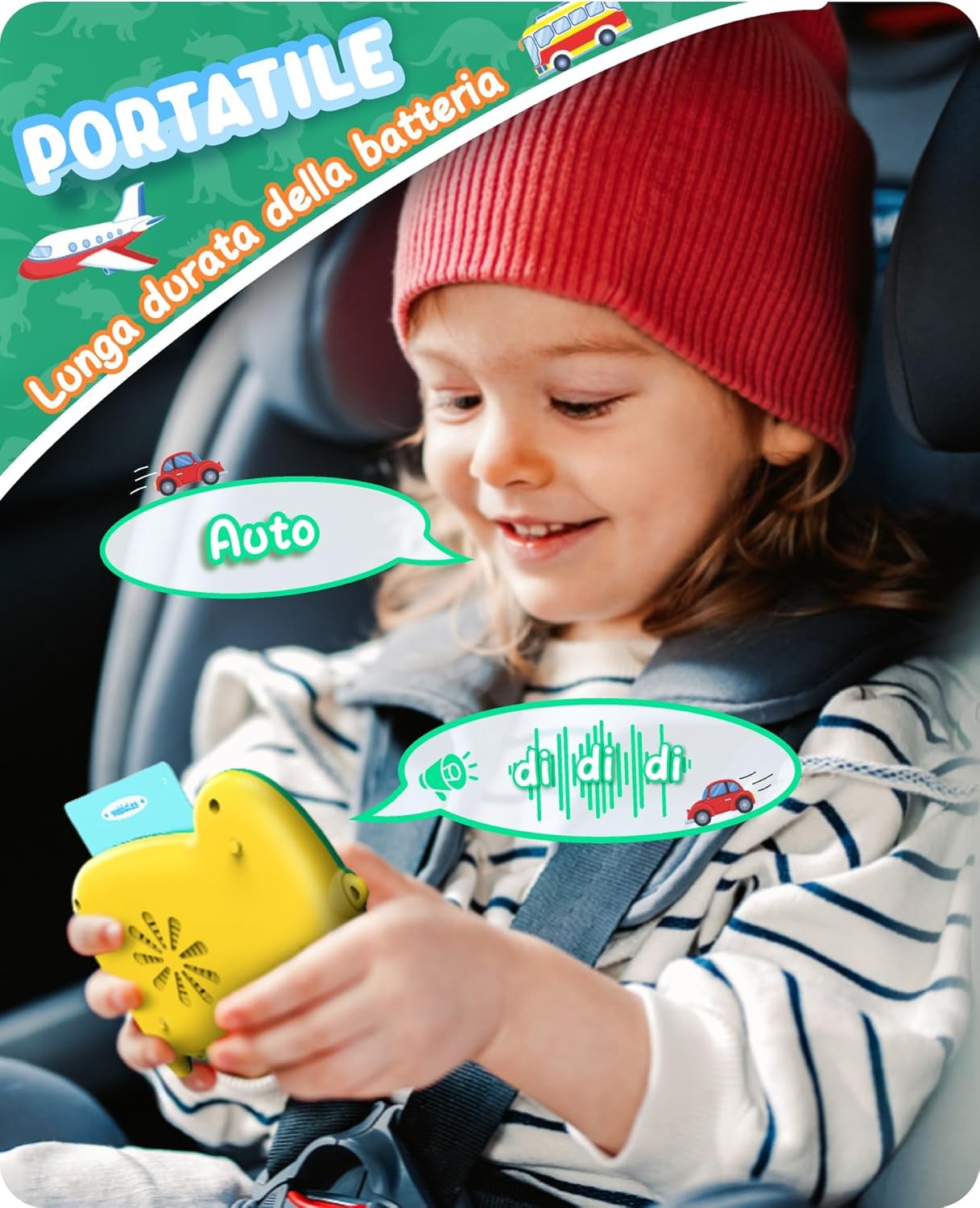 Fidtoy Talking Flash Cards for Toddlers – 224 Words, 112 Double-Sided Dinosaur Learning Cards, Voice Reader, Vocabulary Toy, and Speech Learning Gift