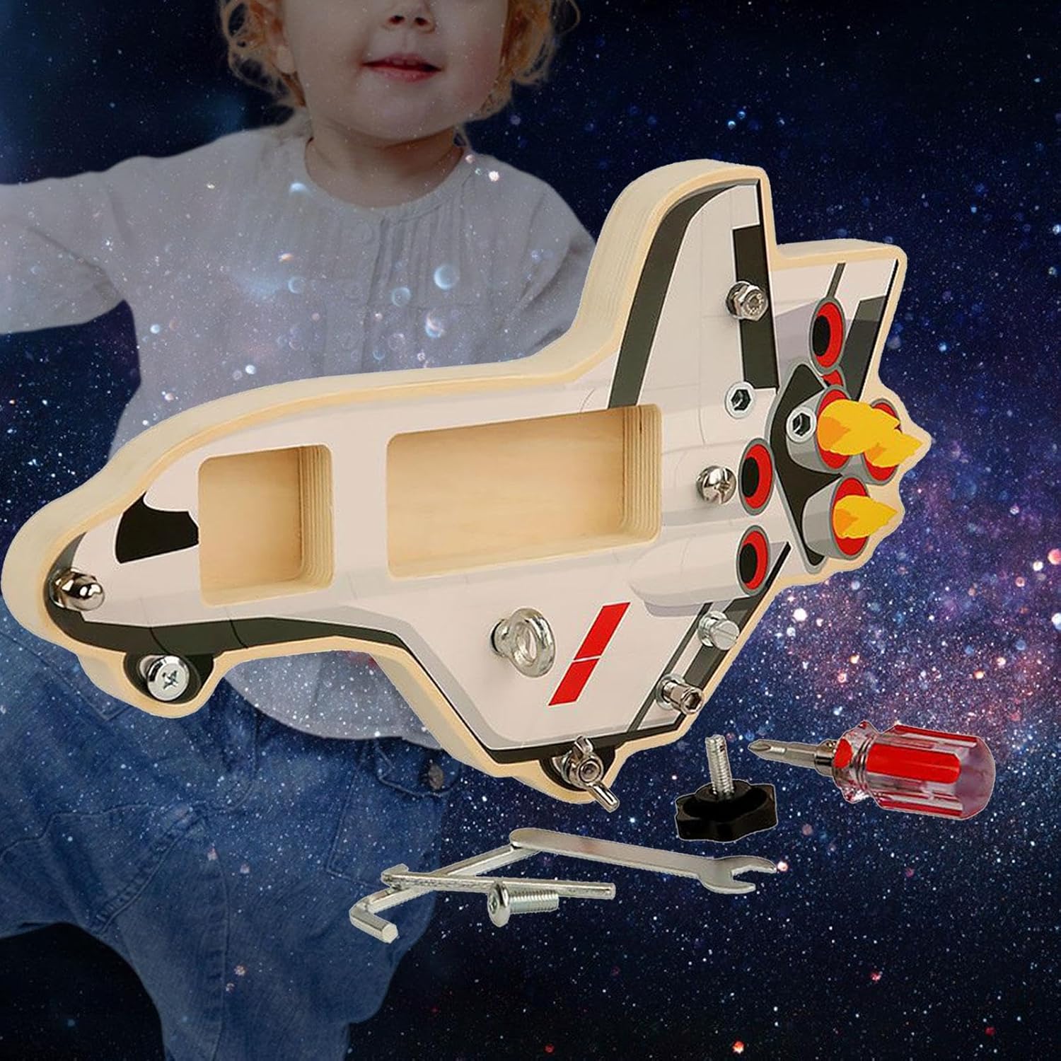 Fidtoy Montessori Busy Board Toy for Toddlers Screwdriver Learning Board Wooden Tool Activity Toy Fine Motor Skills Practical Life Skills Travel Quiet Toy Gift