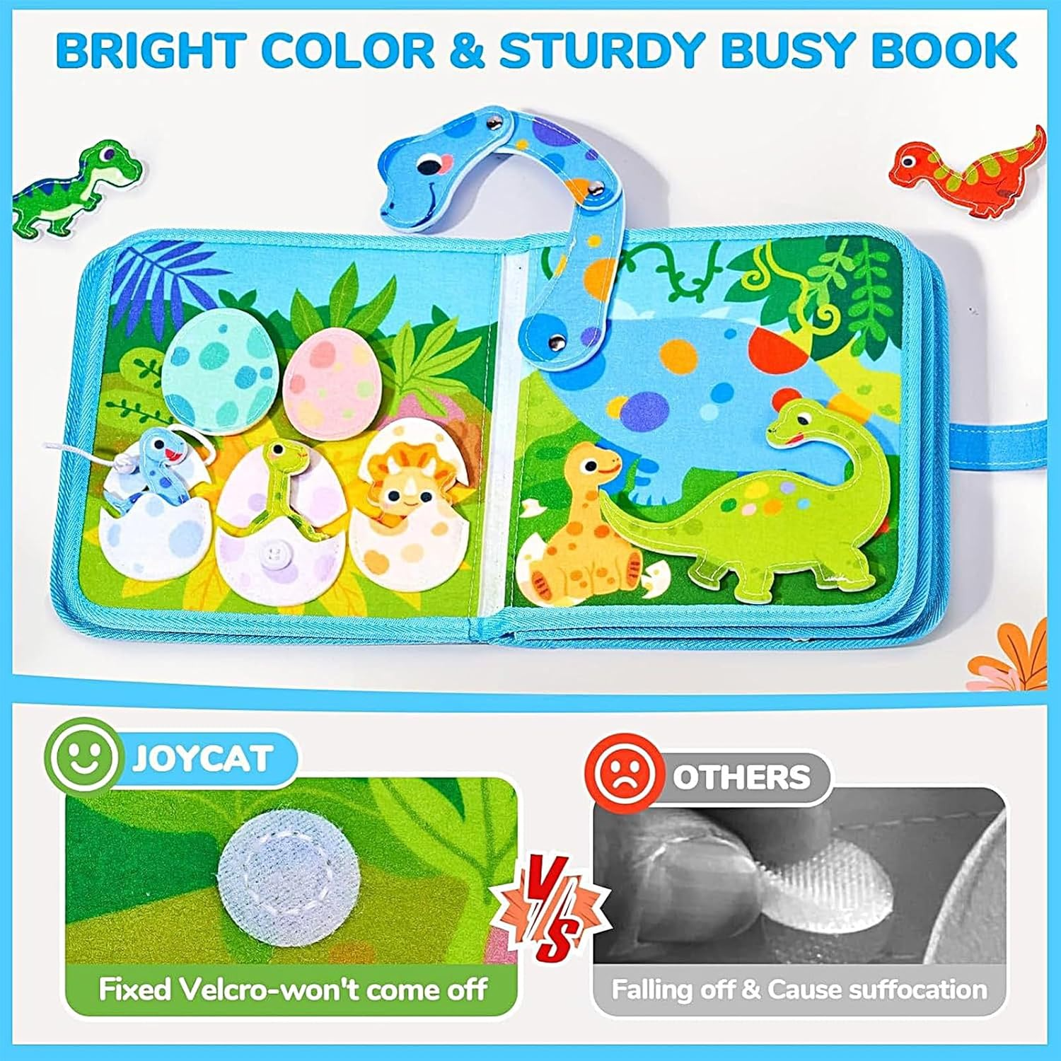 Fidtoy Dinosaur Friends Busy Book – Interactive Montessori Activity for Toddlers 2-5