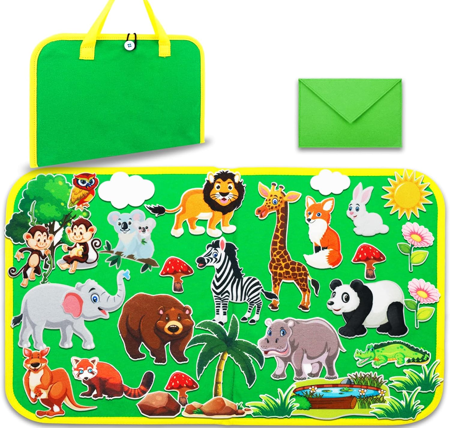 Craftstory Juego de historias de fieltro de animales de zoológico para niños pequeños, 32 piezas de historias de fieltro para aprendizaje preescolar, juguetes educativos de narración de cuentos, regalos para niños de 3 años en adelante