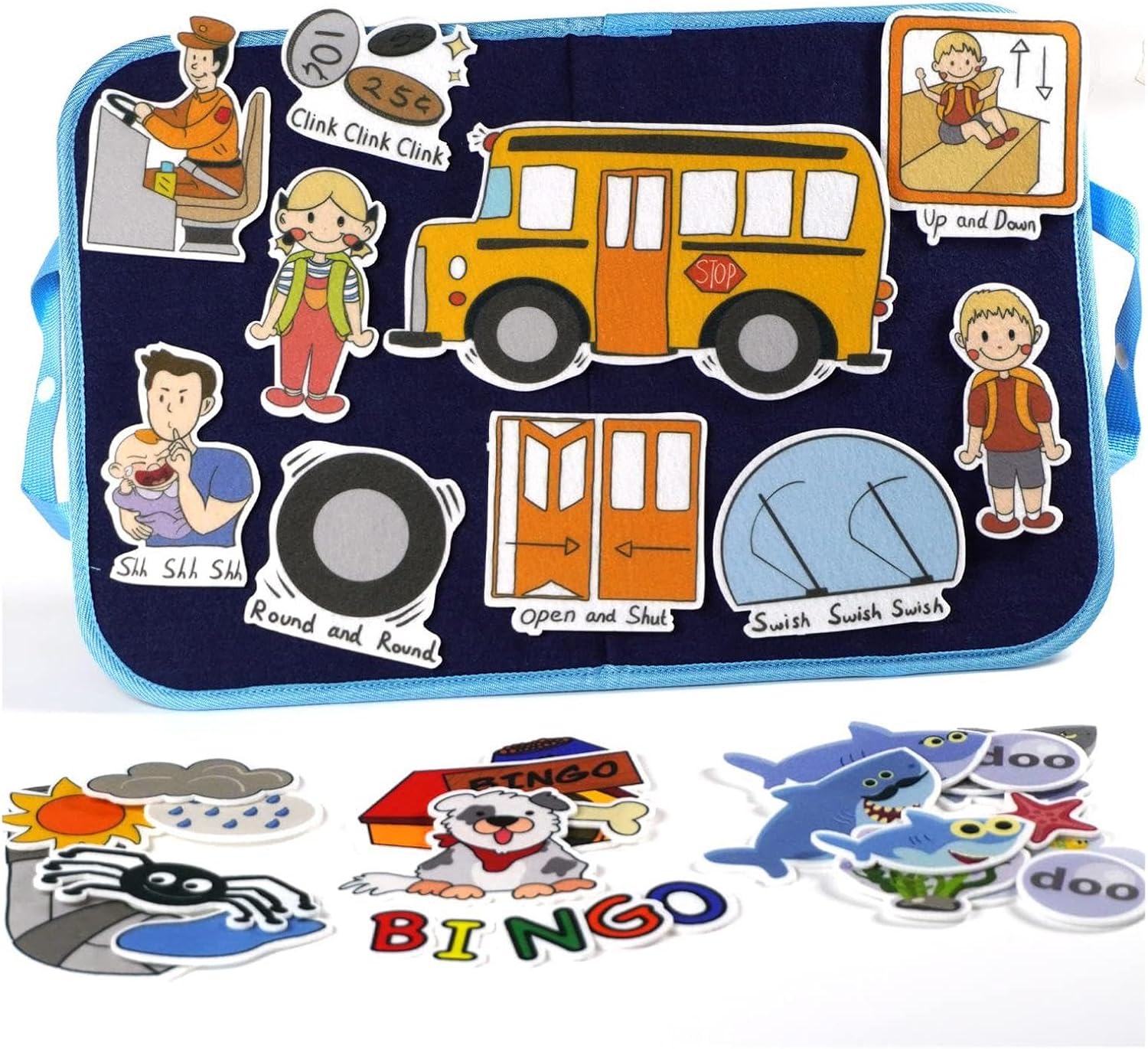 Montessori Portable Felt Story Board Sensory Fine Motor Skill Preschool Activity Interactive Valentine's Day Gifts p, bus