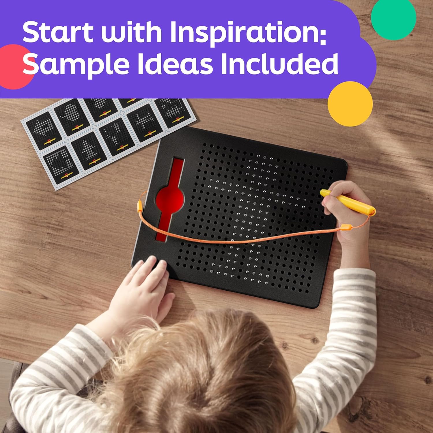 Fidtoy Small Freehand Magpad Drawing Pad with 10 Pattern Cards | Magnetic Drawing Toy
