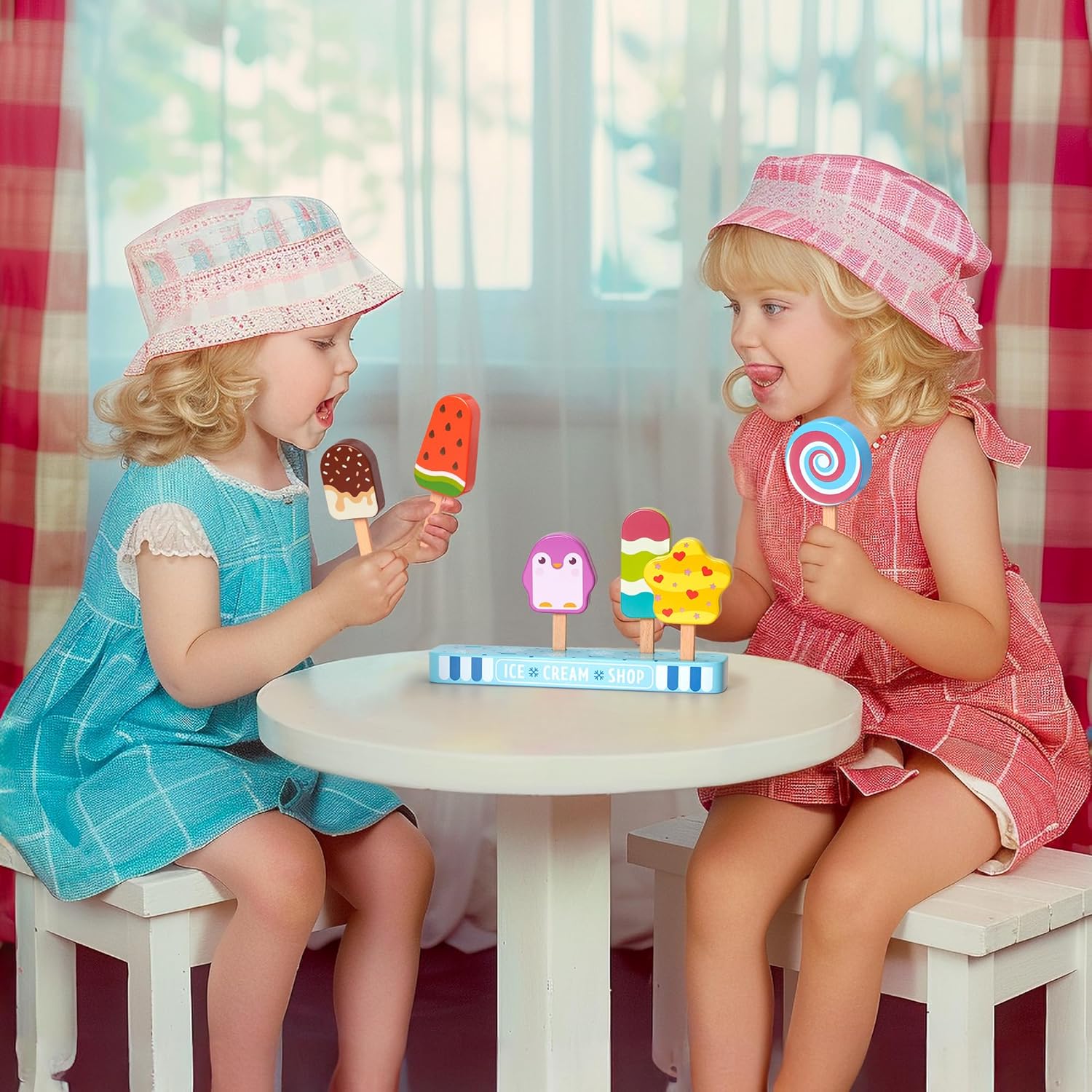 Fidtoy Wooden Ice Cream Set for Toddlers Pretend Play