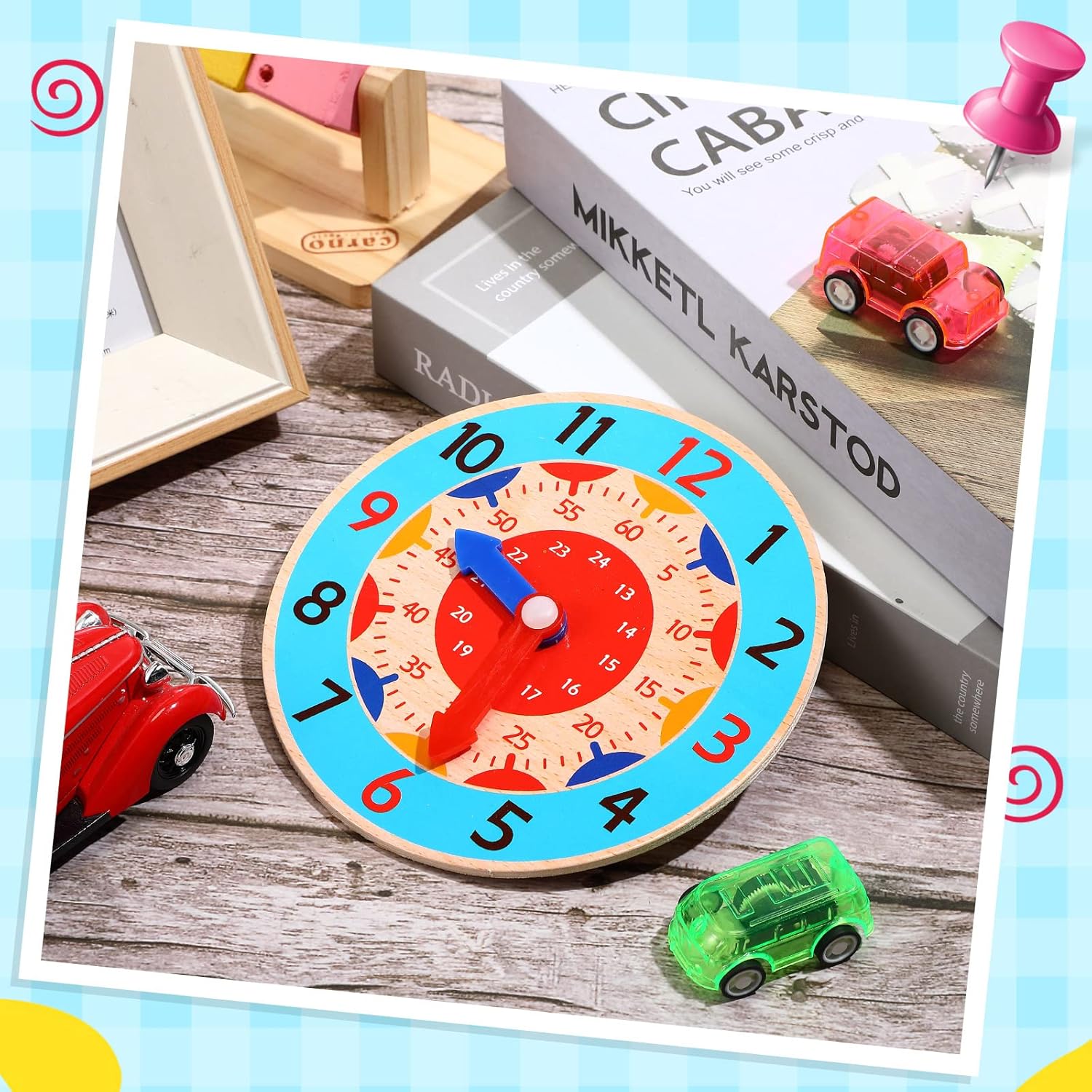 Fidtoy Montessori Wooden Learning Clock – Toddler Educational Toy for Time & Independence
