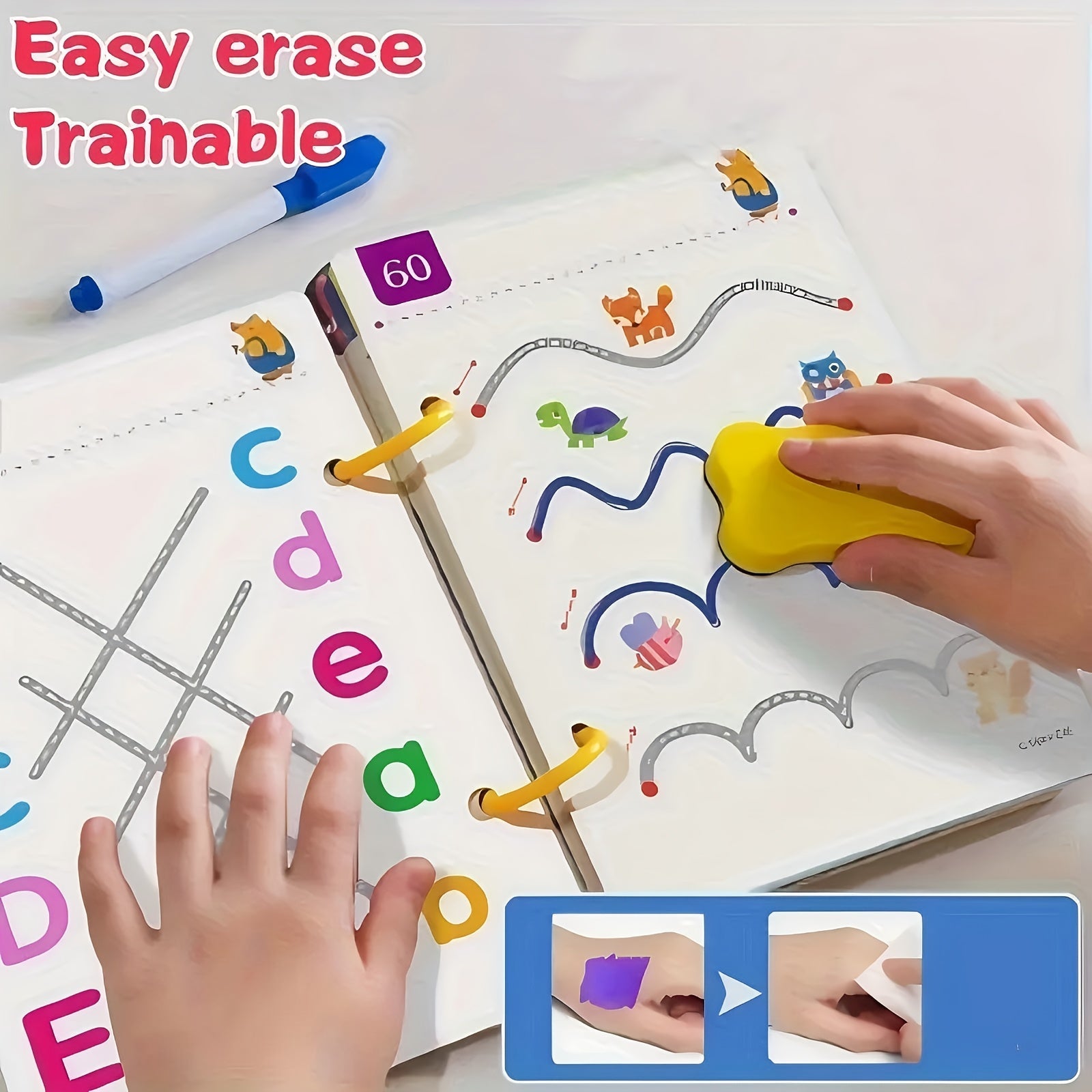 Cuaderno mágico reutilizable Fidtoy para practicar para niños pequeños – Juguete de aprendizaje de escritura y dibujo que se limpia