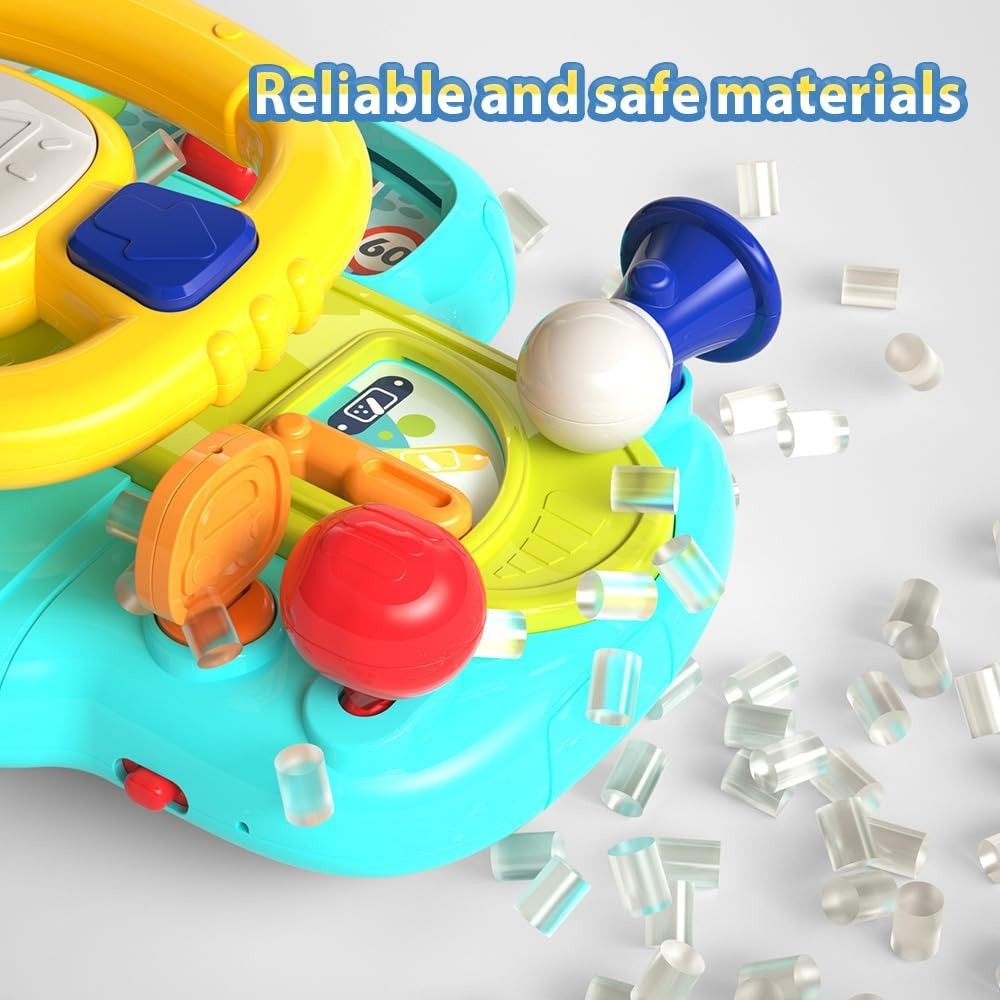 Fidtoy Interactive Steering Wheel Navigation Bridge Play Set for Babies Car Ride Pretend Driving Toy