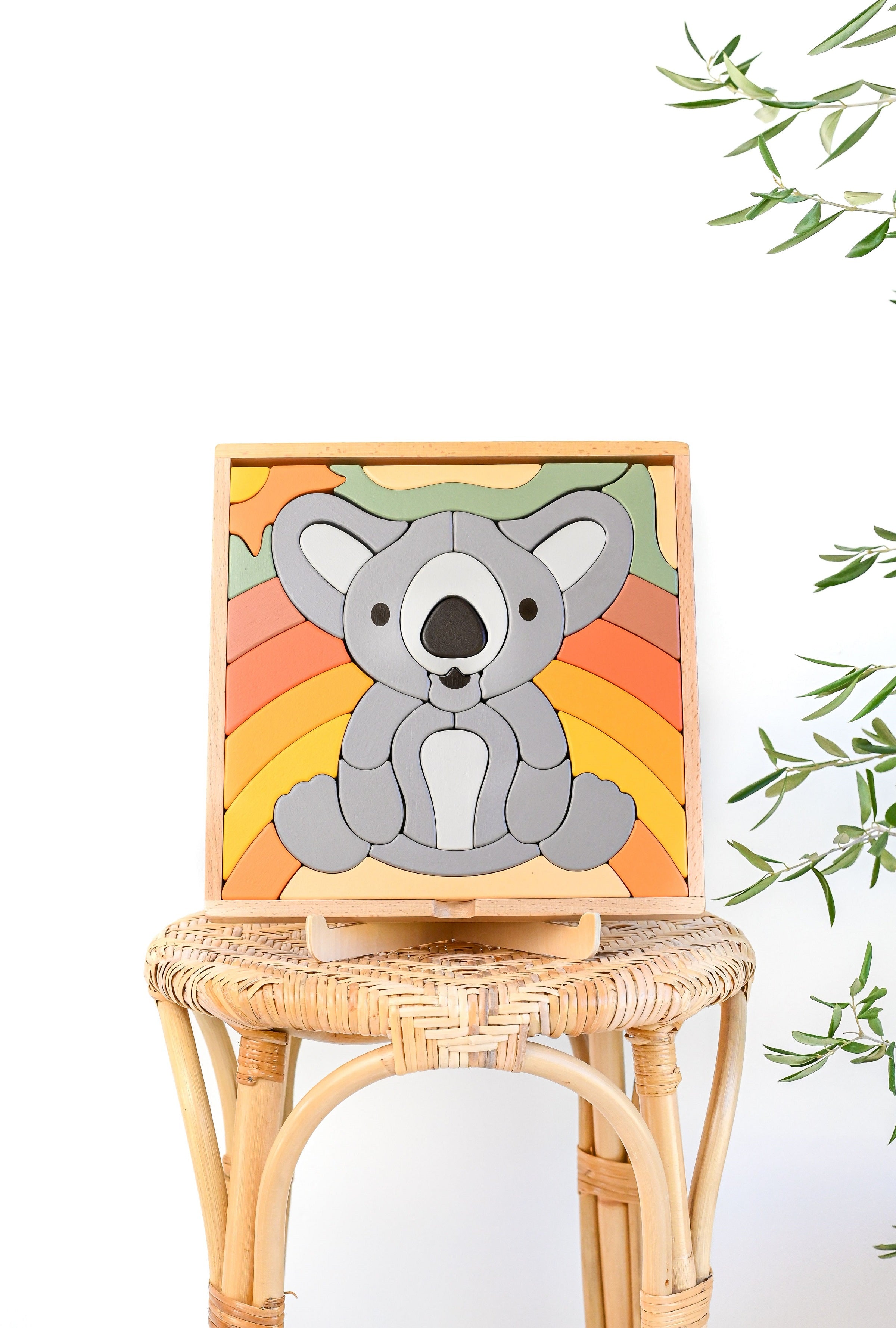 Rompecabezas de bloques de construcción abstractos Kirra the Koala / Exhibición de decoración del hogar