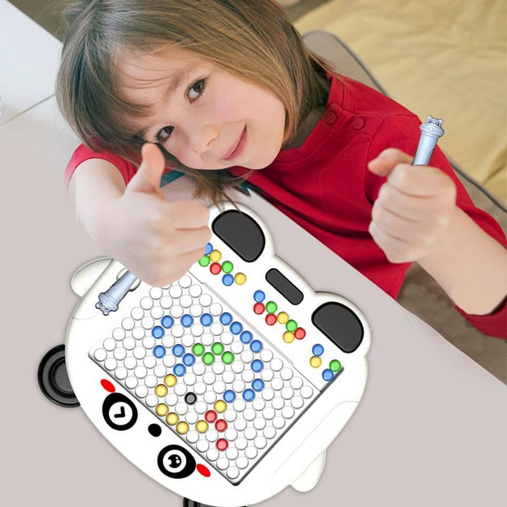 Fidtoy Panda Magnetic Drawing Bead Tablet Plastic Mess Free Magnetic Bead Drawing Board for Kids Ages 3+