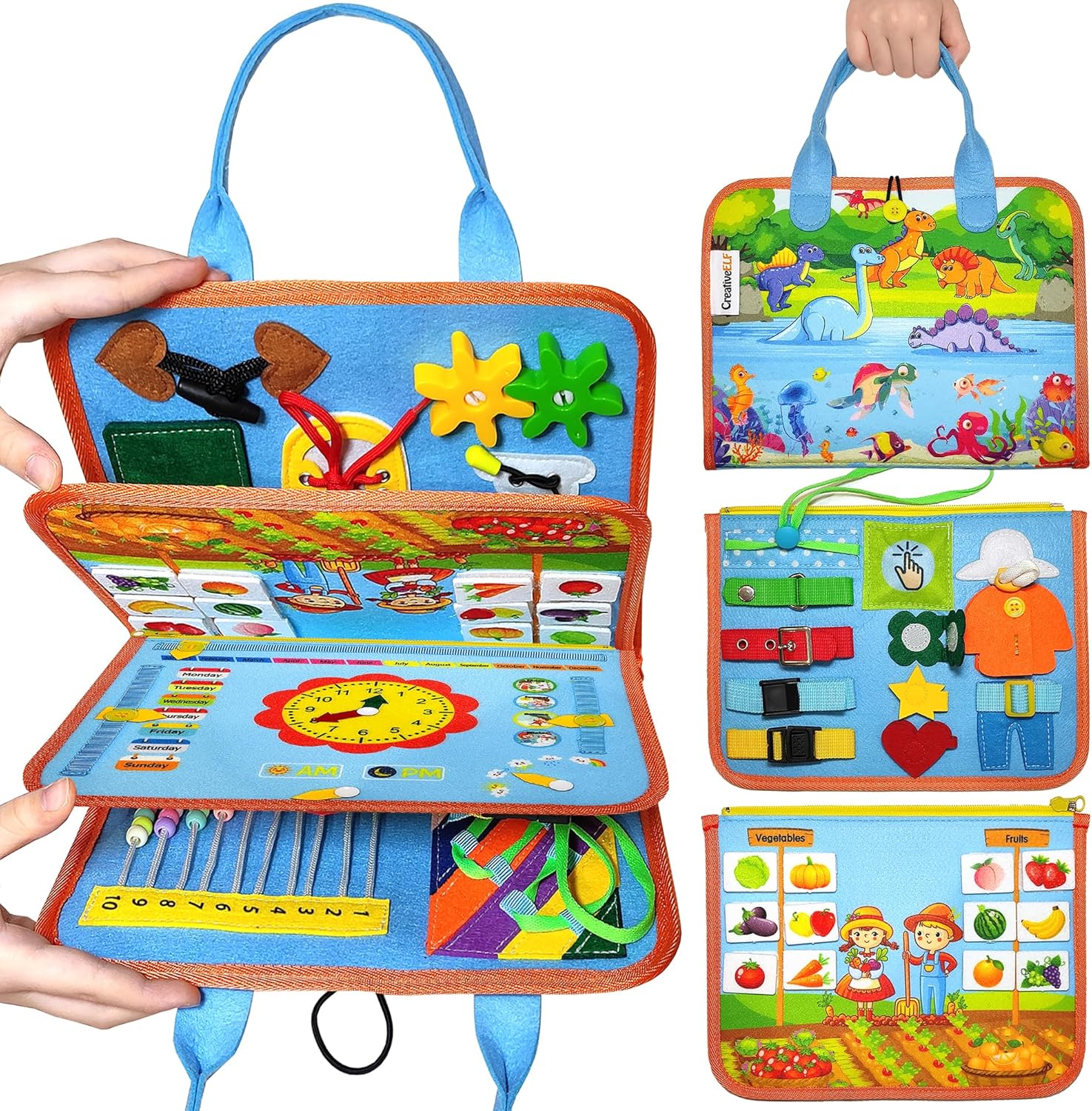 Juguetes Montessori Busy Board para niños pequeños - Libro tranquilo sensorial para actividades de viaje en coche y avión - Actividades educativas y de aprendizaje para viajes - Regalo para niños y niñas de 1-3 2-4 3-5 2 3 4 años