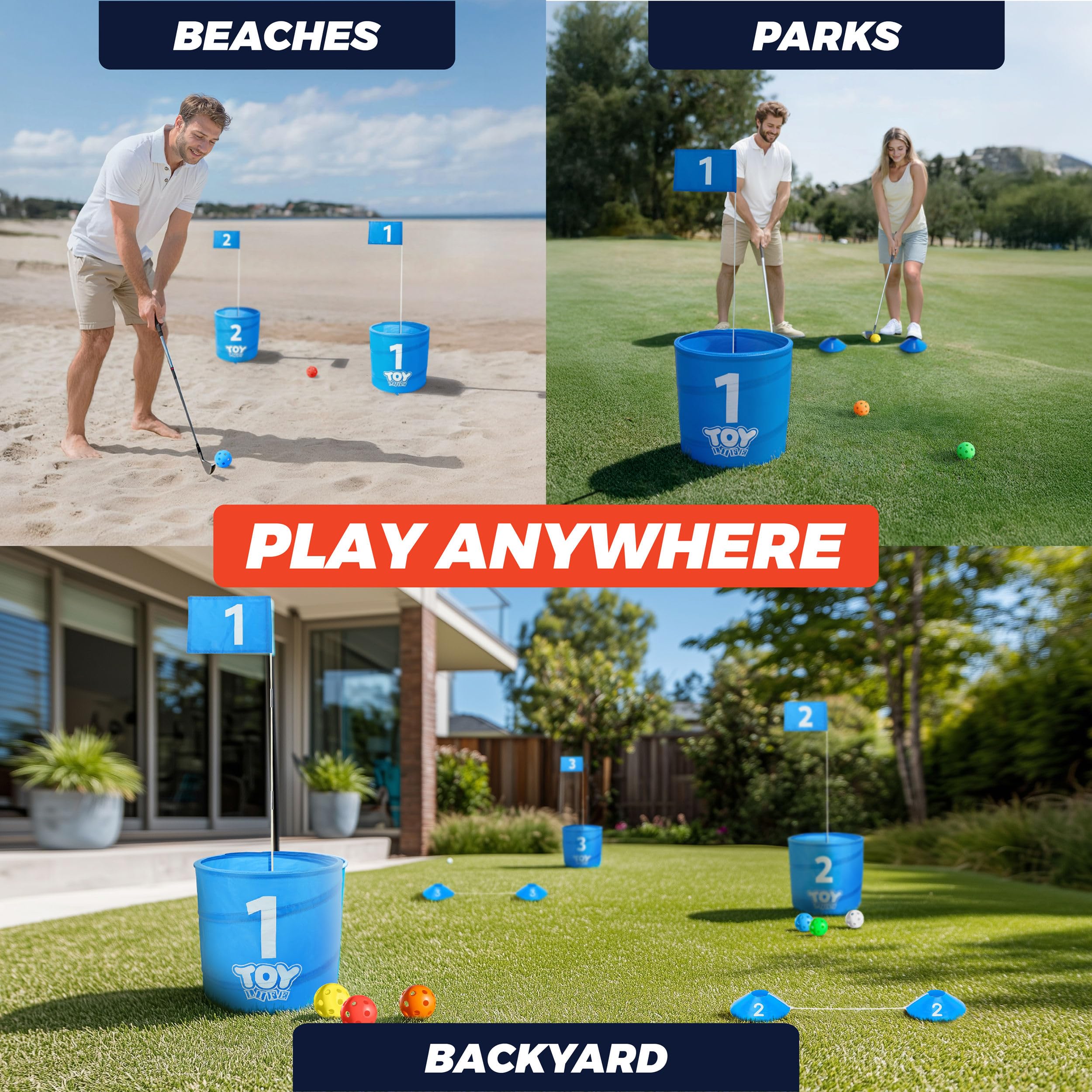 Fidtoy Golf Practice Holes Game Set Blue 6 Pack