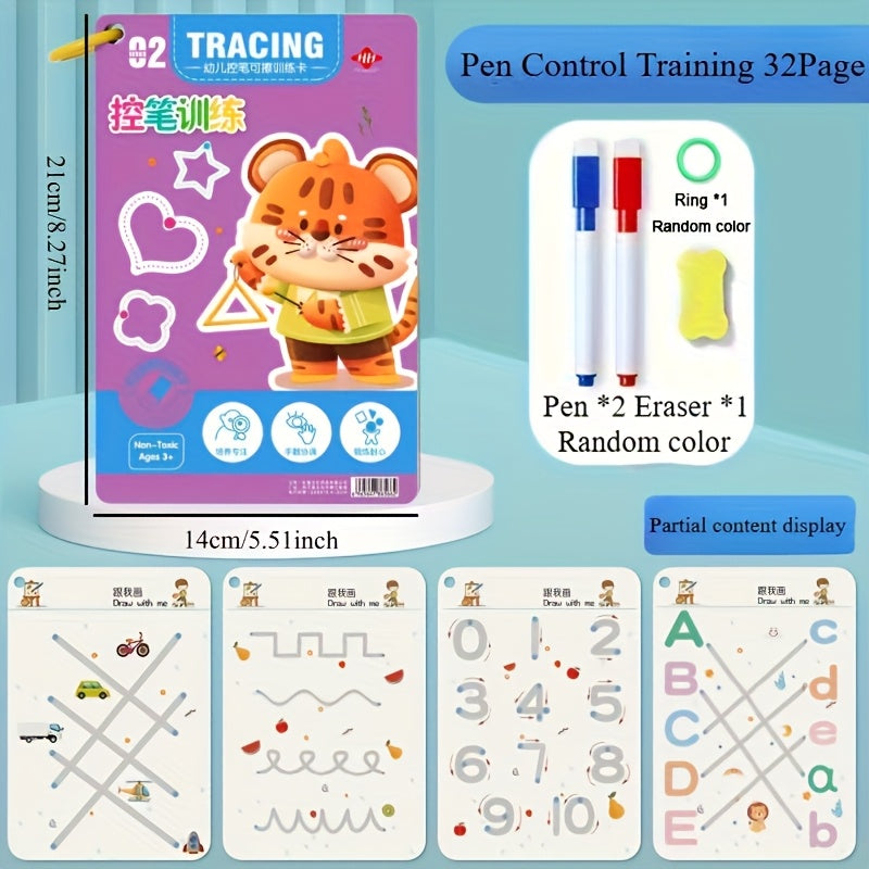 Cuaderno mágico reutilizable Fidtoy para practicar para niños pequeños – Juguete de aprendizaje de escritura y dibujo que se limpia