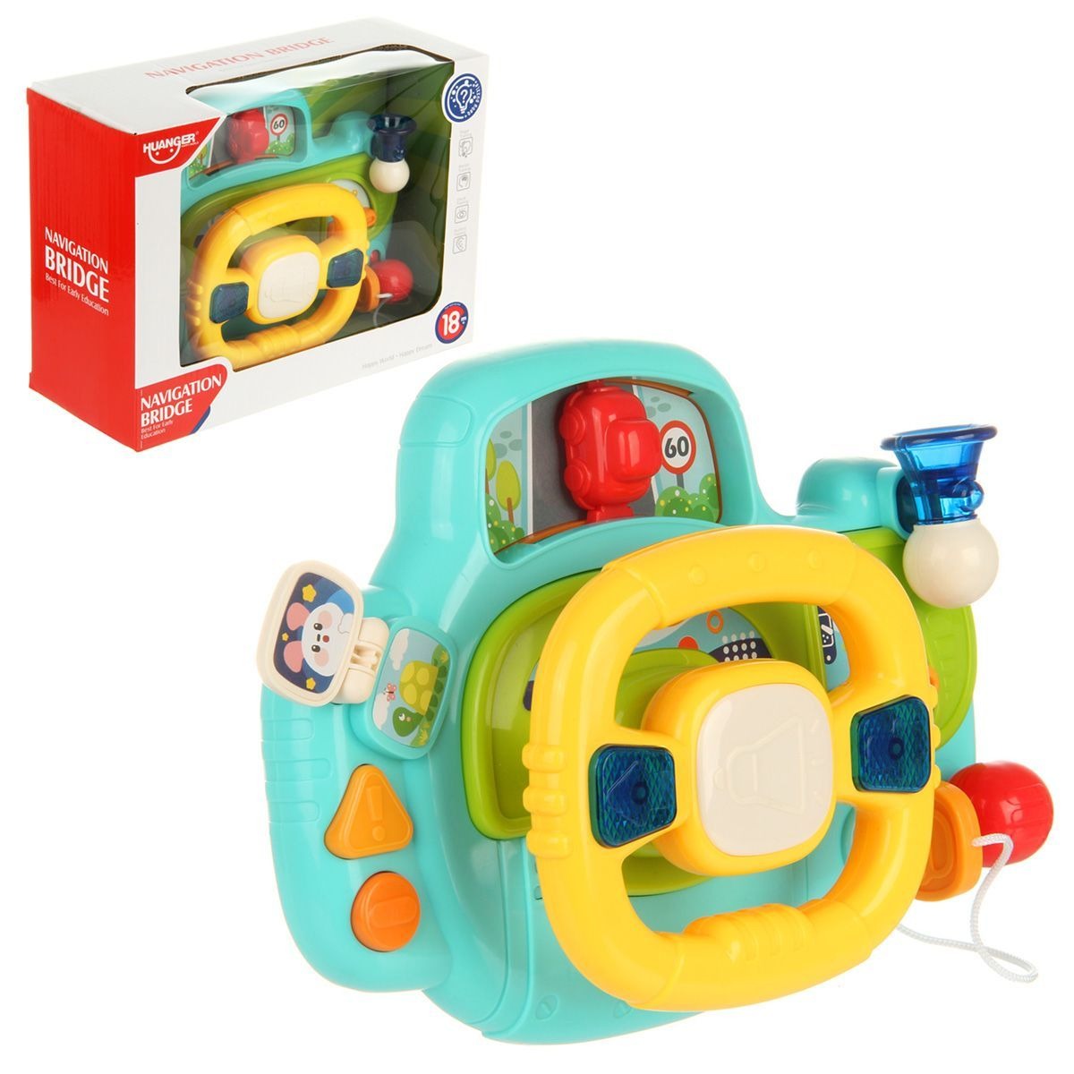 Fidtoy Interactive Steering Wheel Navigation Bridge Play Set for Babies Car Ride Pretend Driving Toy
