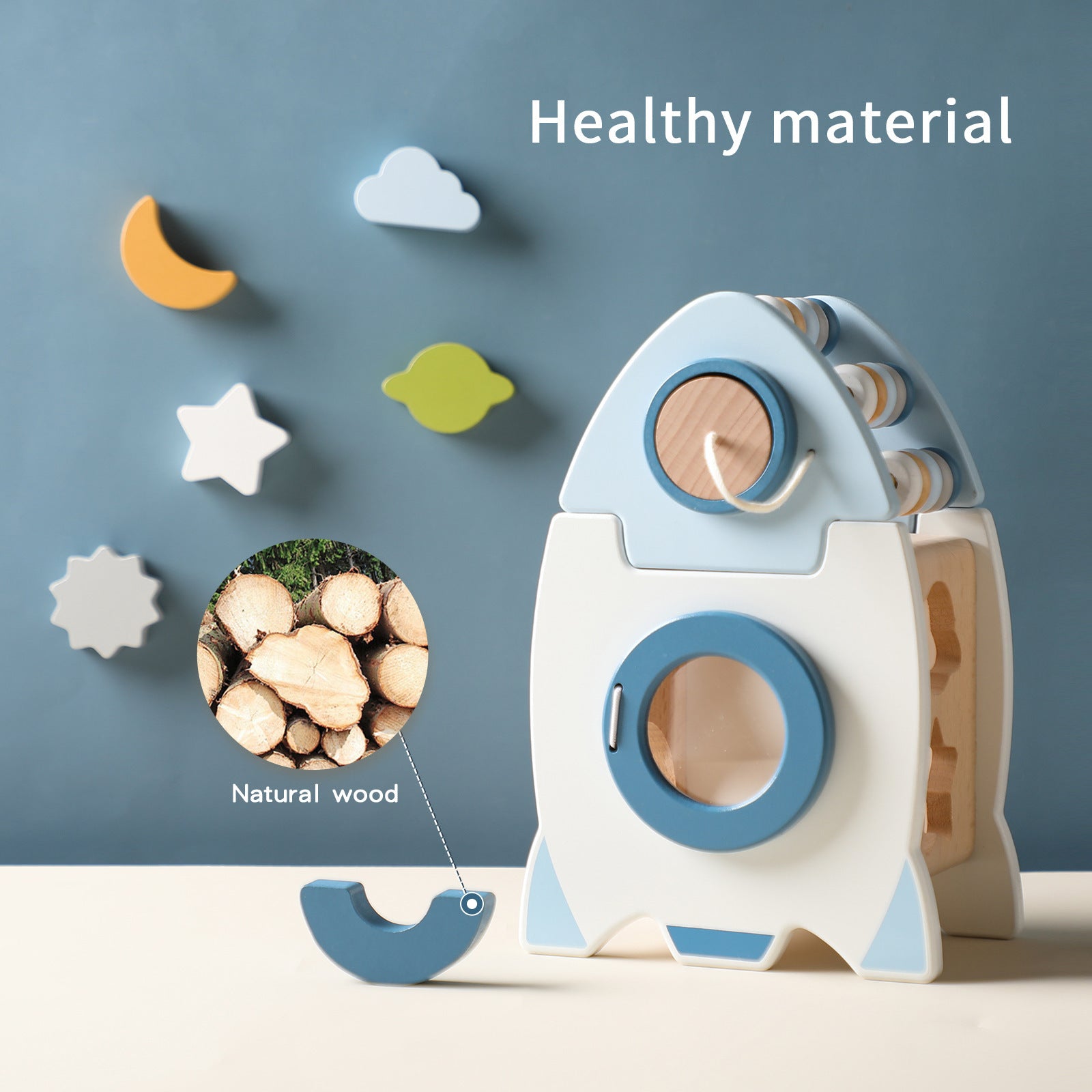 Cubo de actividades Fidtoy Rocket Juguete de madera Montessori para niños pequeños