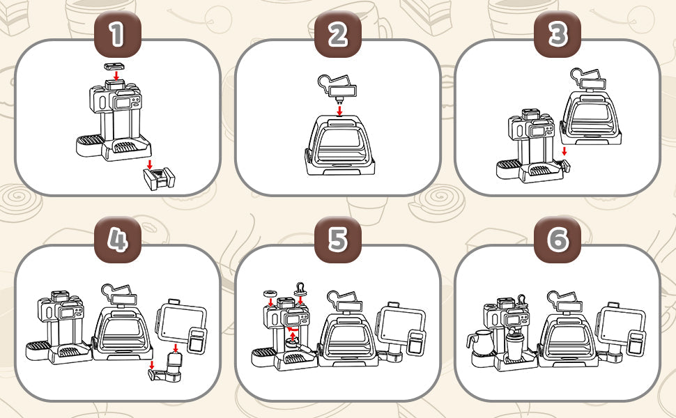 Cuisine d'imitation Jeu de café de magasin pour tout-petits, set de jeu machine à café et dessert, jouet de caisse enregistreuse pour enfants de 3 ans et plus