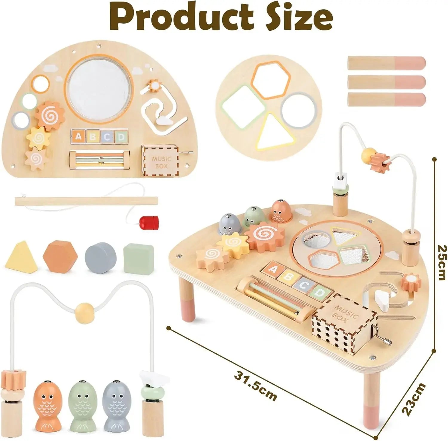 Fidtoy Wooden Activity Table for Toddlers 8-in-1 Montessori Learning Toy Multi Activity Play Table