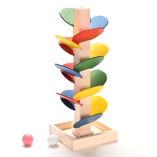 Fidtoy Montessori Rainbow Musical Tree Wooden Marble Run Toy