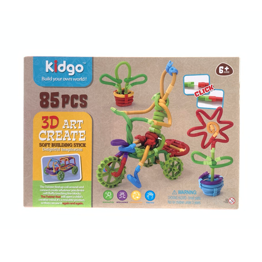 Fidtoy Kit de Construction de Tiges Souples Twister 3D, 85 Pièces