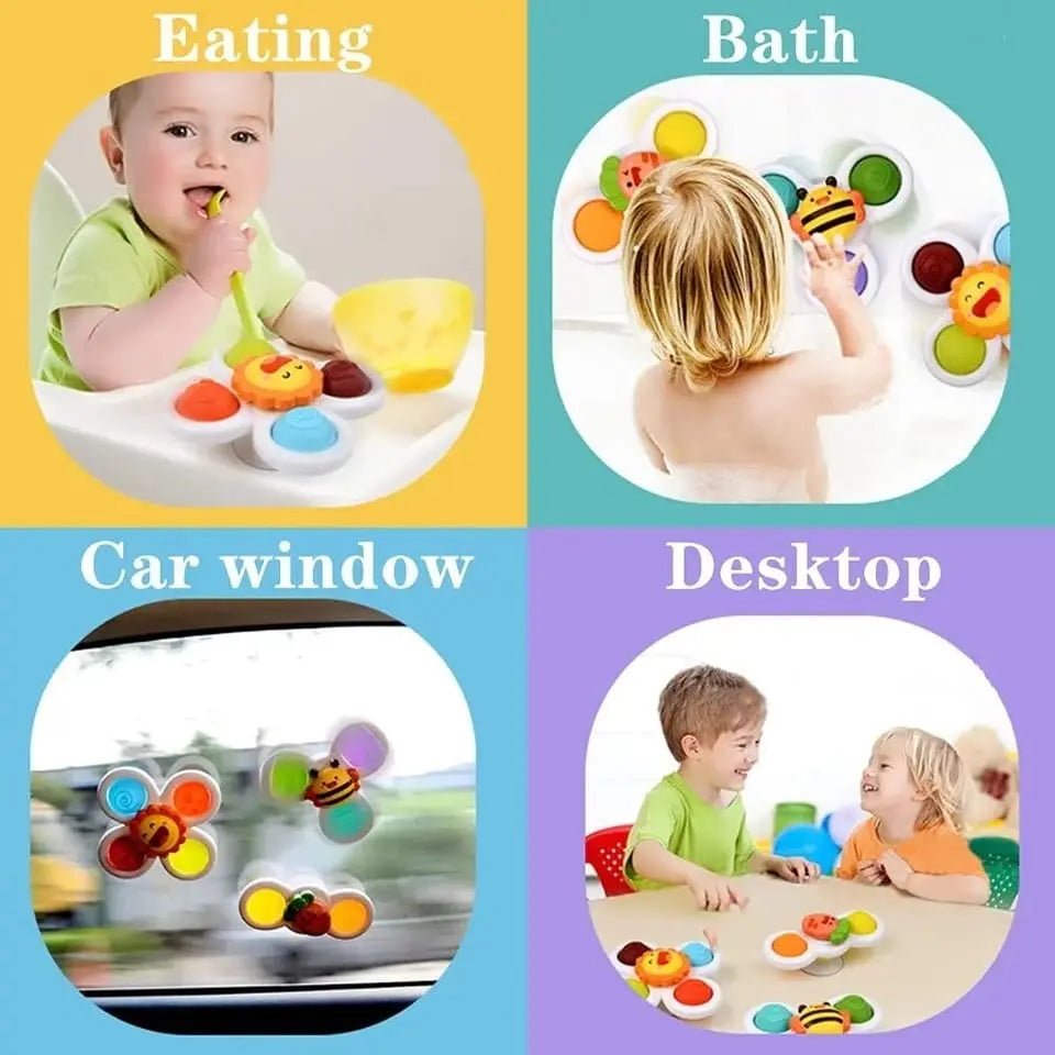 Fidtoy Jouet de bain rotatif pour baignoires – Jouet sensoriel rotatif à ventouse pour tout-petits et bébés