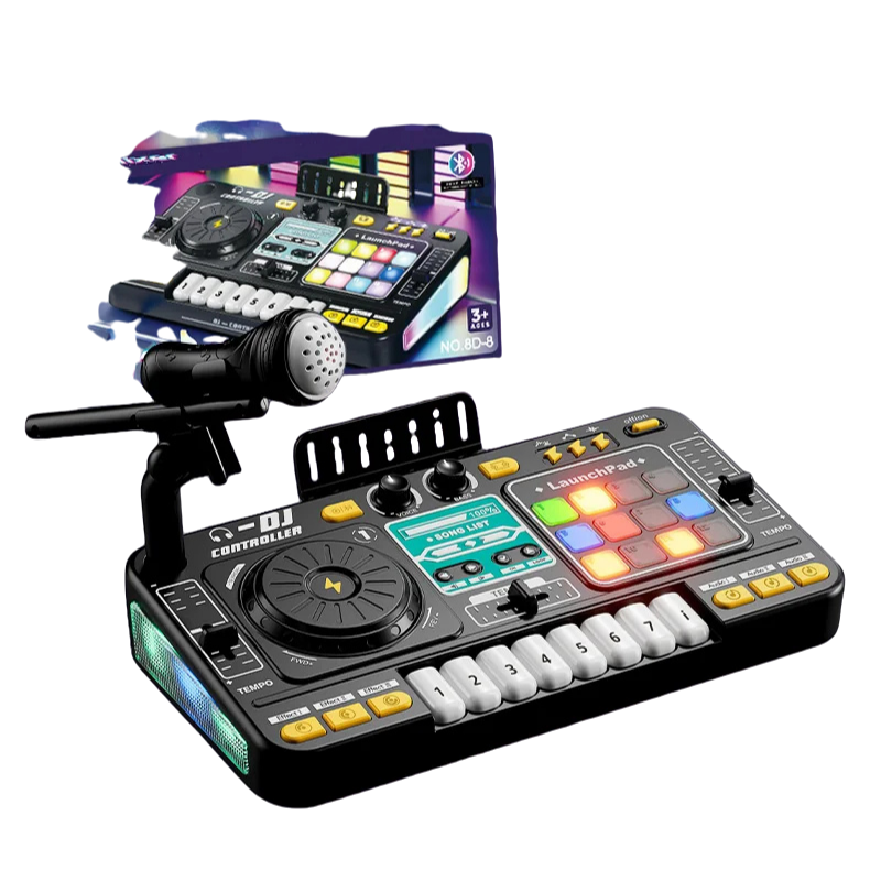 Fidtoy Juguete Mezclador DJ para Niños con Luces, Sonidos, Micrófono y Bluetooth, Juguete Musical para Niños Pequeños, Regalo de Juego Musical Creativo