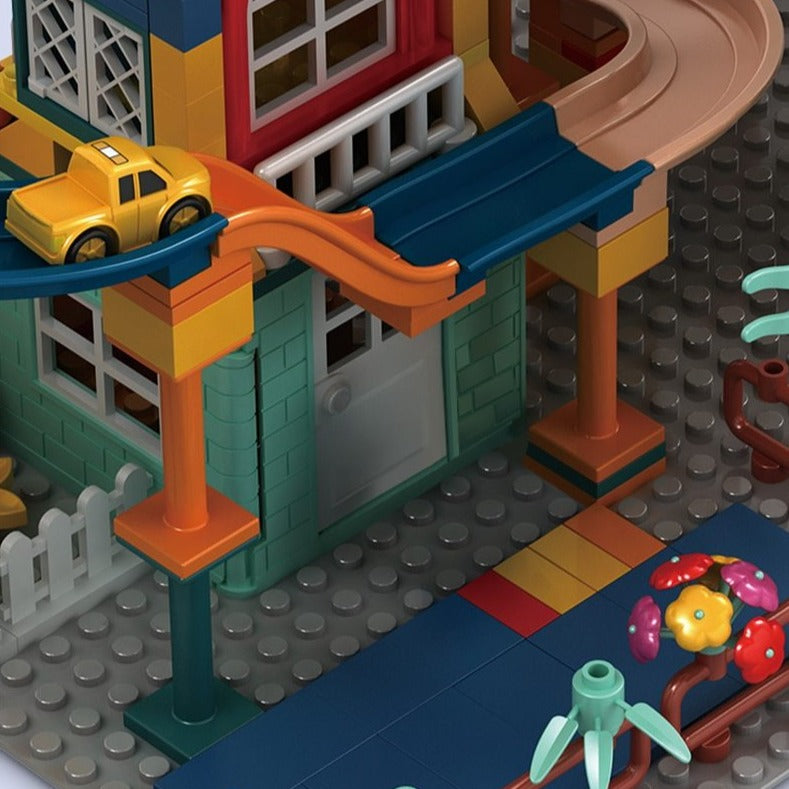 Juego de bloques de construcción Fidtoy Car Run – Pista de canicas Juguete de construcción STEM para niños