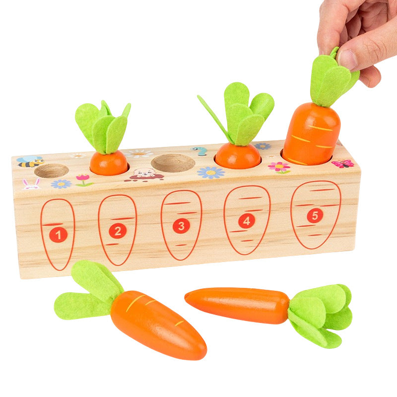Fidtoy Digital Radish Puller – Montessori Wooden Carrot Harvest Toy for Kids