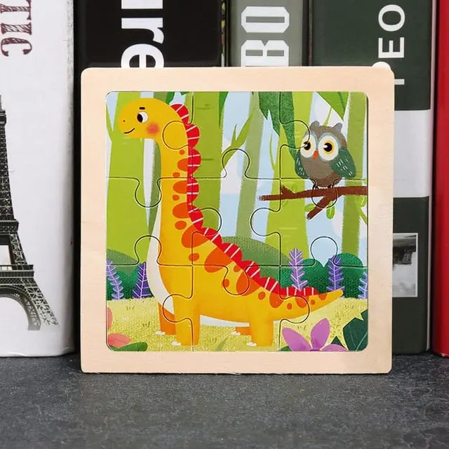 Fidtoy Puzzle en bois Dinosaure – Jouet éducatif pour enfants, apprentissage Montessori et développement de la motricité fine