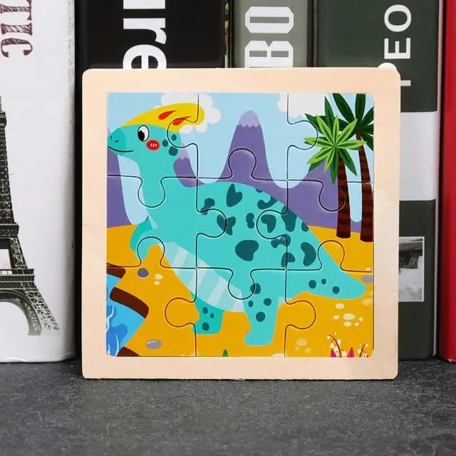 Fidtoy Puzzle en bois Dinosaure – Jouet éducatif pour enfants, apprentissage Montessori et développement de la motricité fine