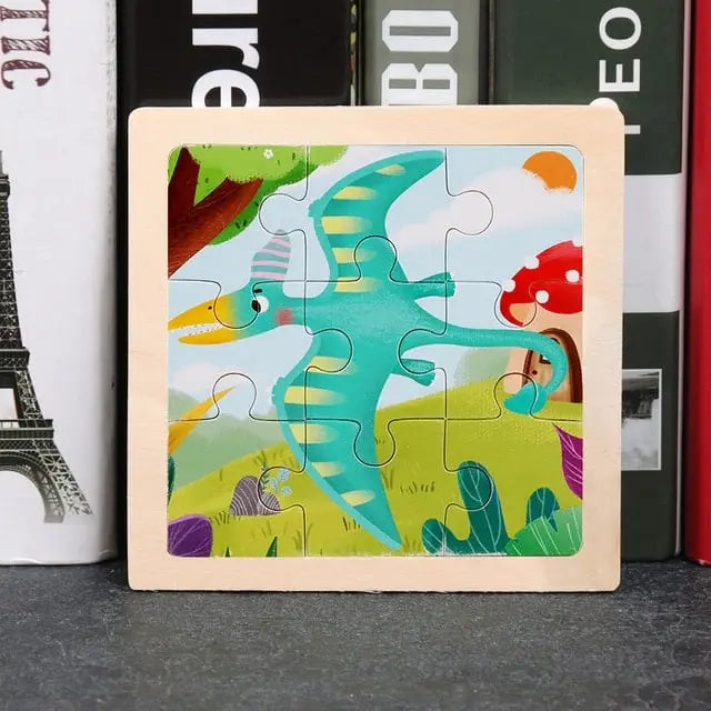 Fidtoy Puzzle en bois Dinosaure – Jouet éducatif pour enfants, apprentissage Montessori et développement de la motricité fine