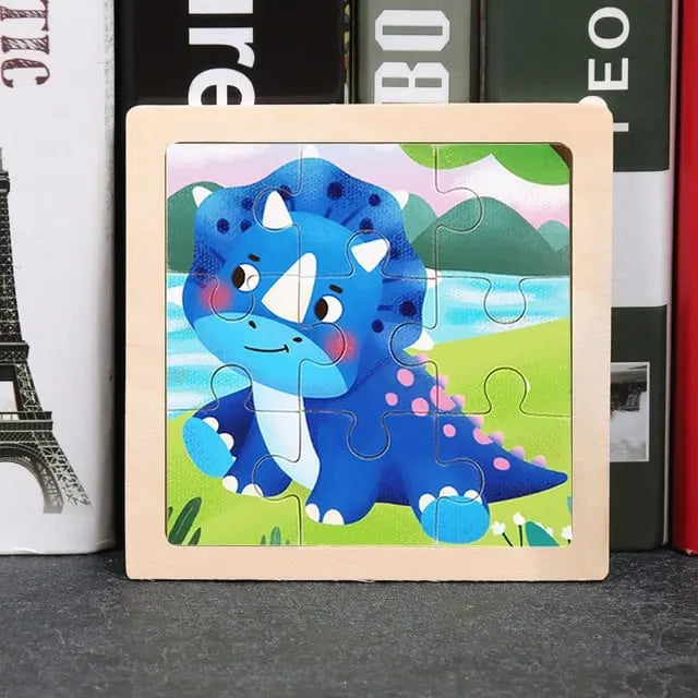 Fidtoy Puzzle en bois Dinosaure – Jouet éducatif pour enfants, apprentissage Montessori et développement de la motricité fine