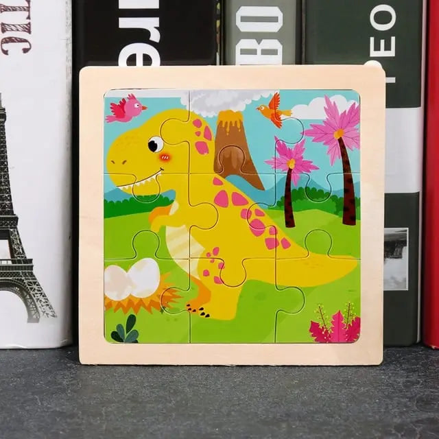 Fidtoy Puzzle en bois Dinosaure – Jouet éducatif pour enfants, apprentissage Montessori et développement de la motricité fine