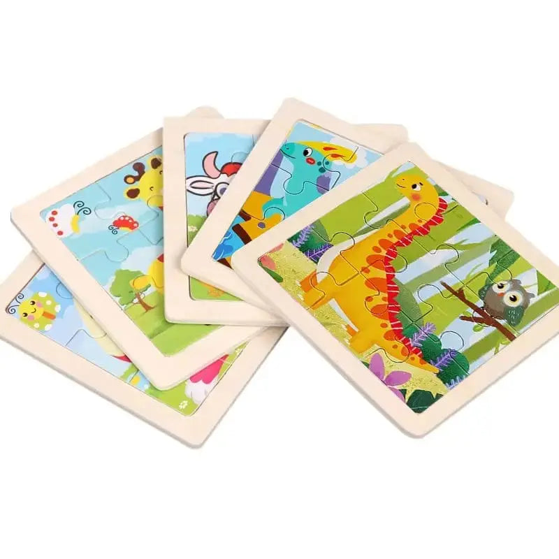 Fidtoy Puzzle en bois Dinosaure – Jouet éducatif pour enfants, apprentissage Montessori et développement de la motricité fine