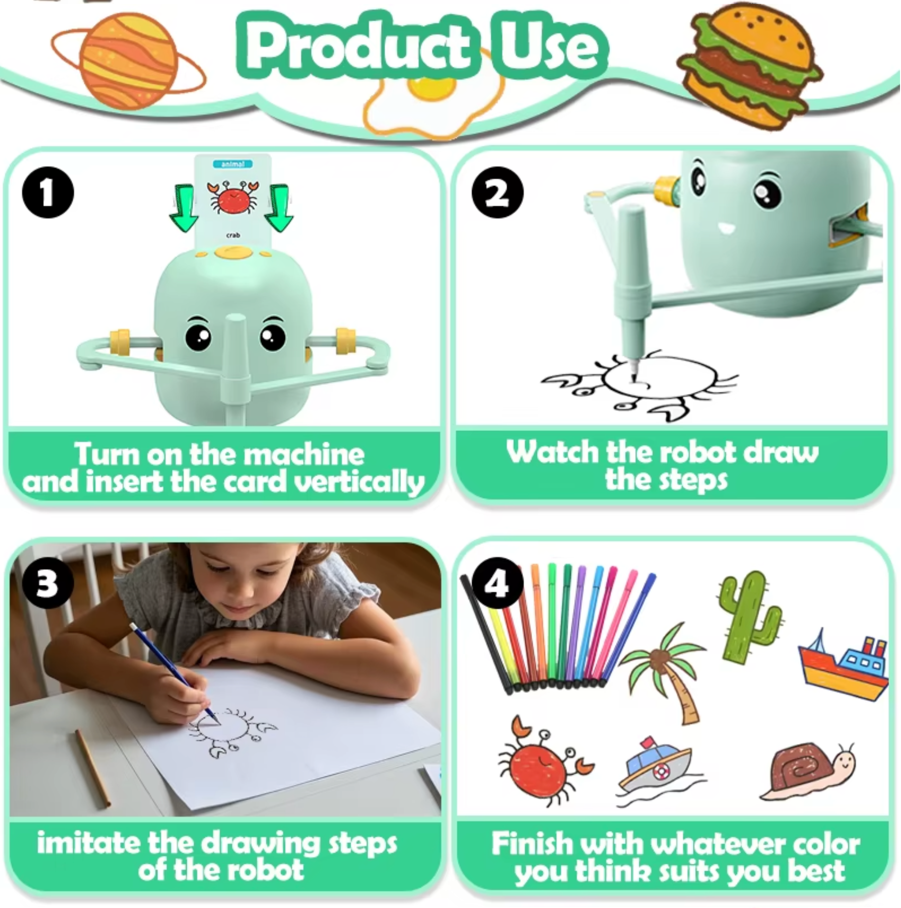 Fidtoy Drawing Robot for Kids – Learn to Draw Step by Step Toy