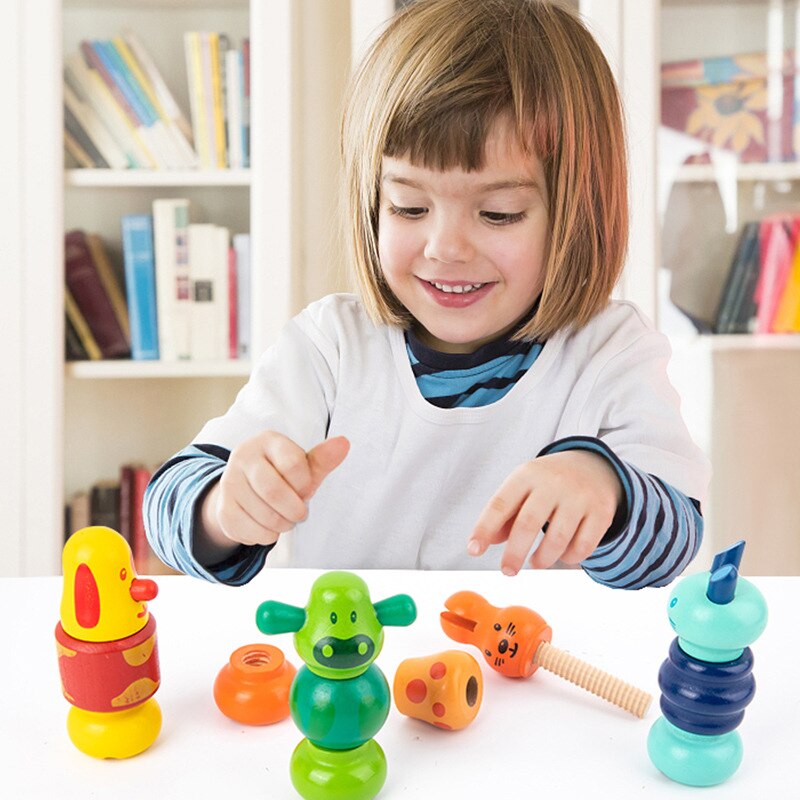 Jouets de montage Montessori animaux à visser et écrou