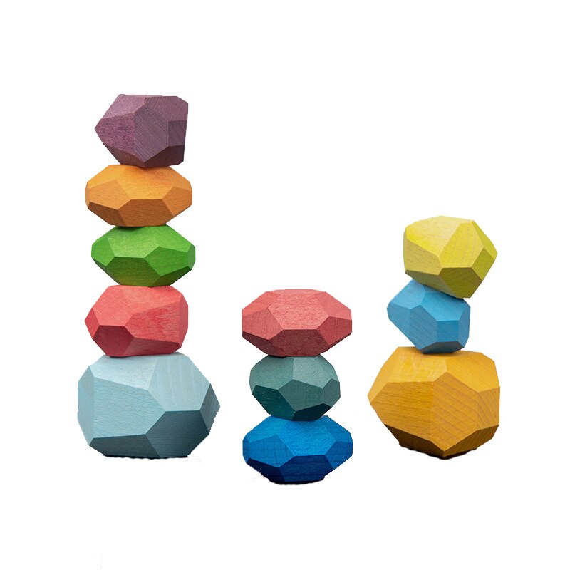 Fidtoy Wooden Stacking Polyhedron Blocks – Montessori Educational Toy for Kids 3+